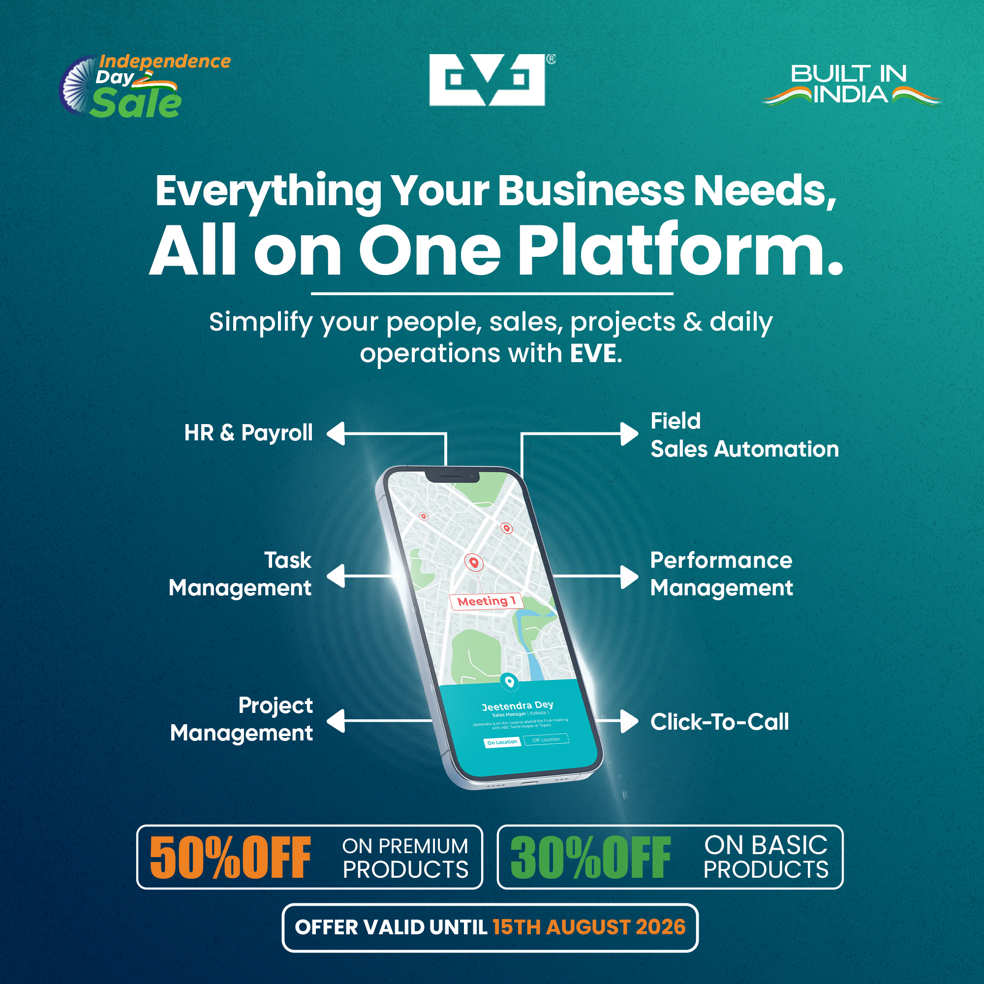 EVE Business Facebook ad: Free Your Business from Manual Work