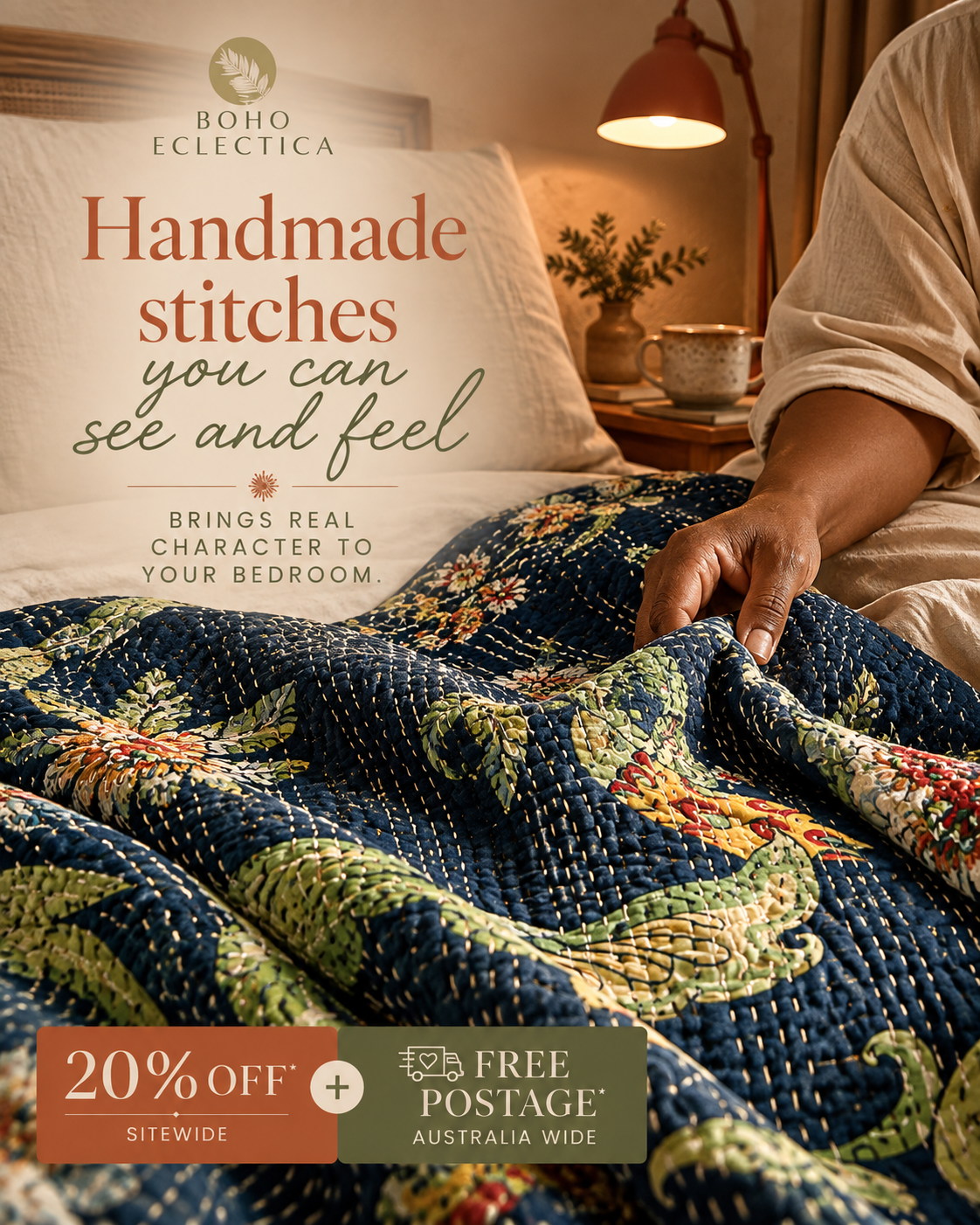 Boho Eclectica Facebook ad: A bed with real character