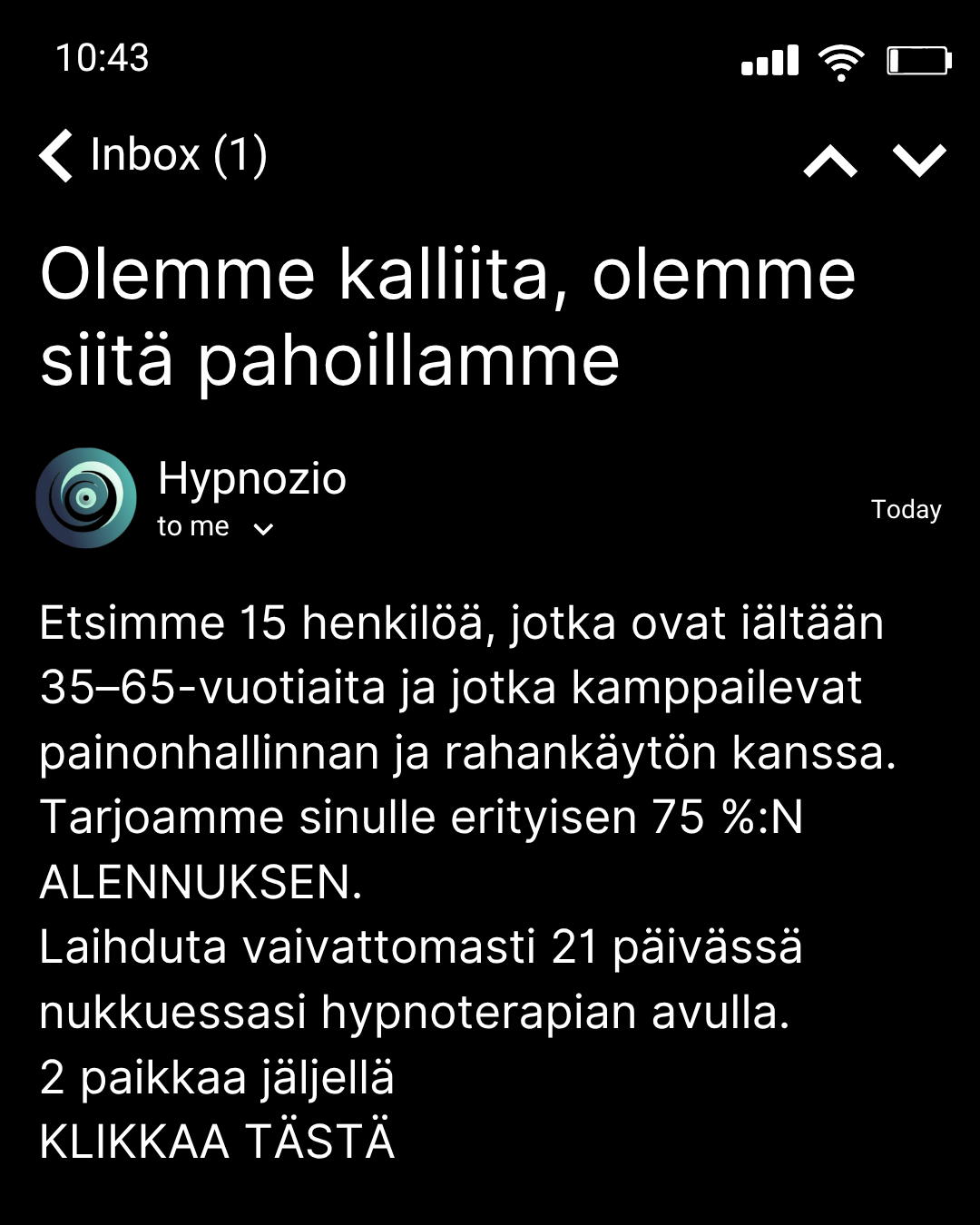 Hypnozio: power of hypnotherapy Facebook ad