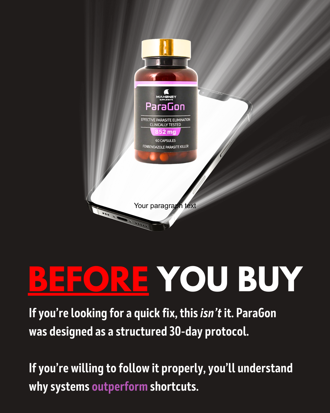 Mahoney Supplements Facebook ad