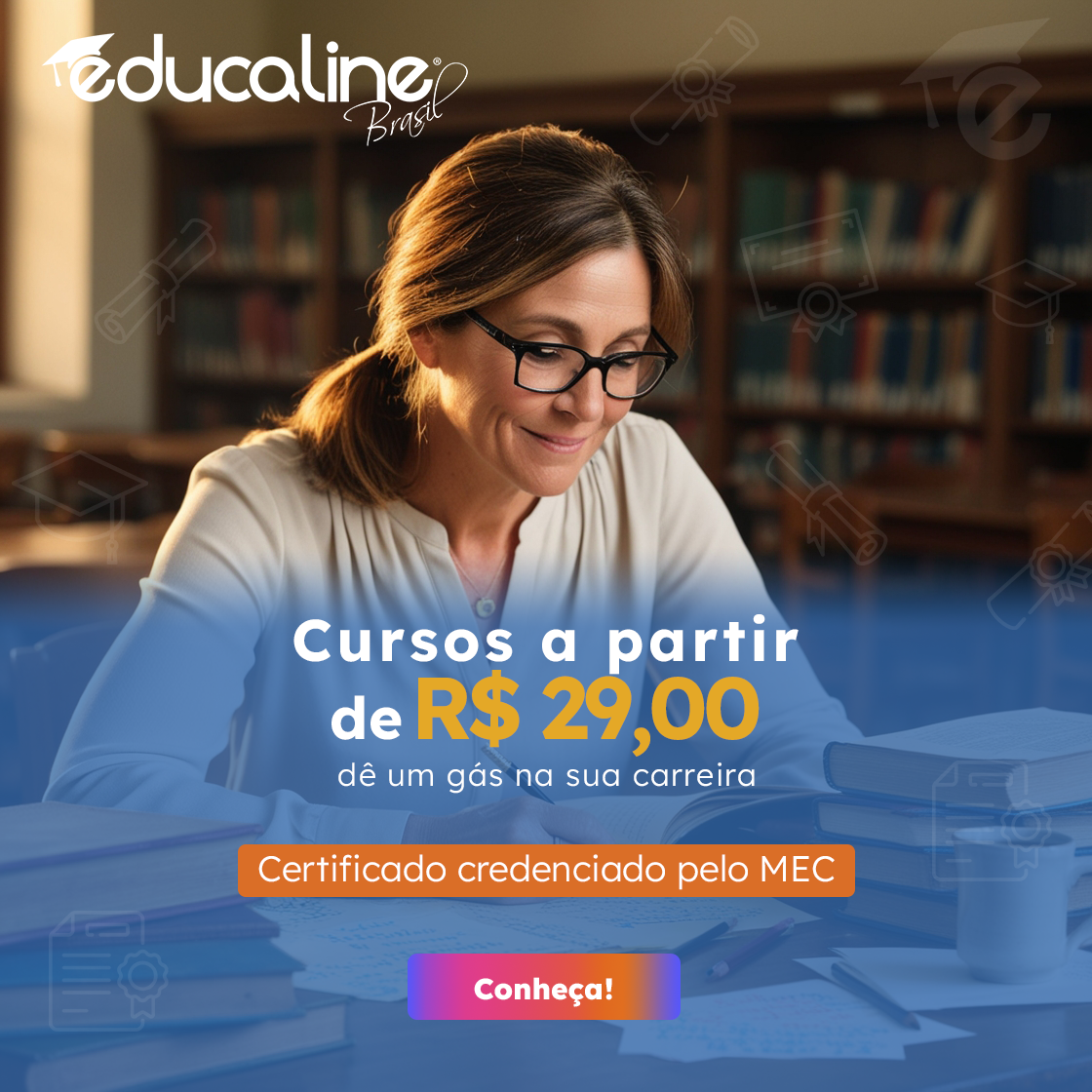 Educaline Brasil Facebook ad: Cursos de educação infantil, educação especial, pedagogia…
