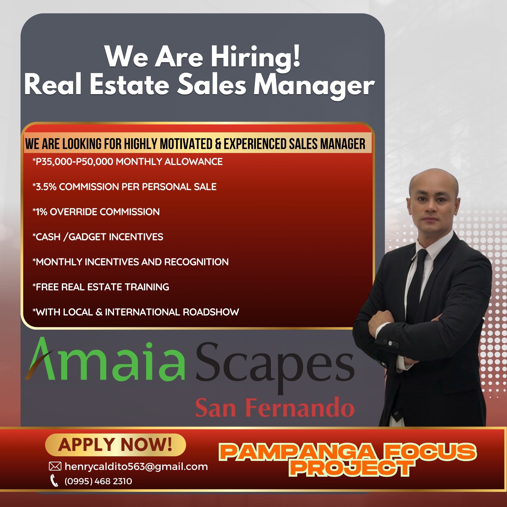 AYALA LAND Properties PH Facebook ad: Hiring REAL ESTATE Sales Managers! Apply Now!