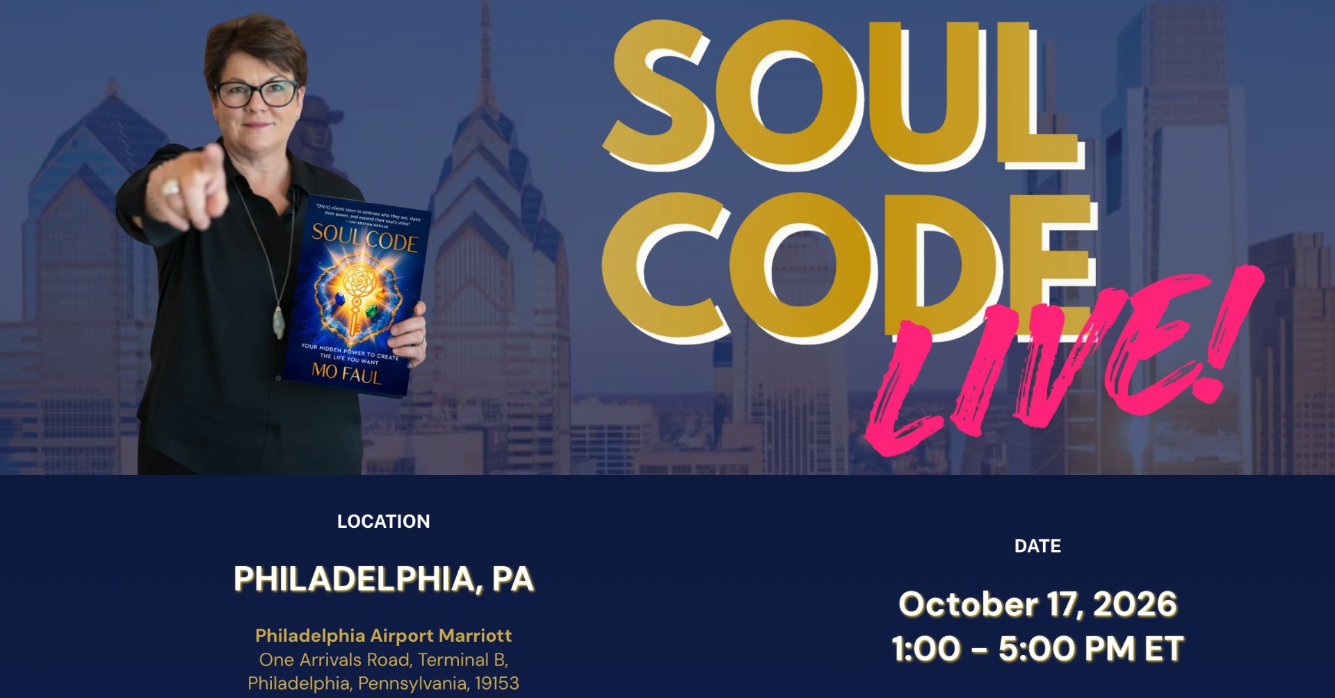 Career Coach Mo Faul Facebook ad: Coach Mo LIVE & In Person, Soul Code Philadelphia…