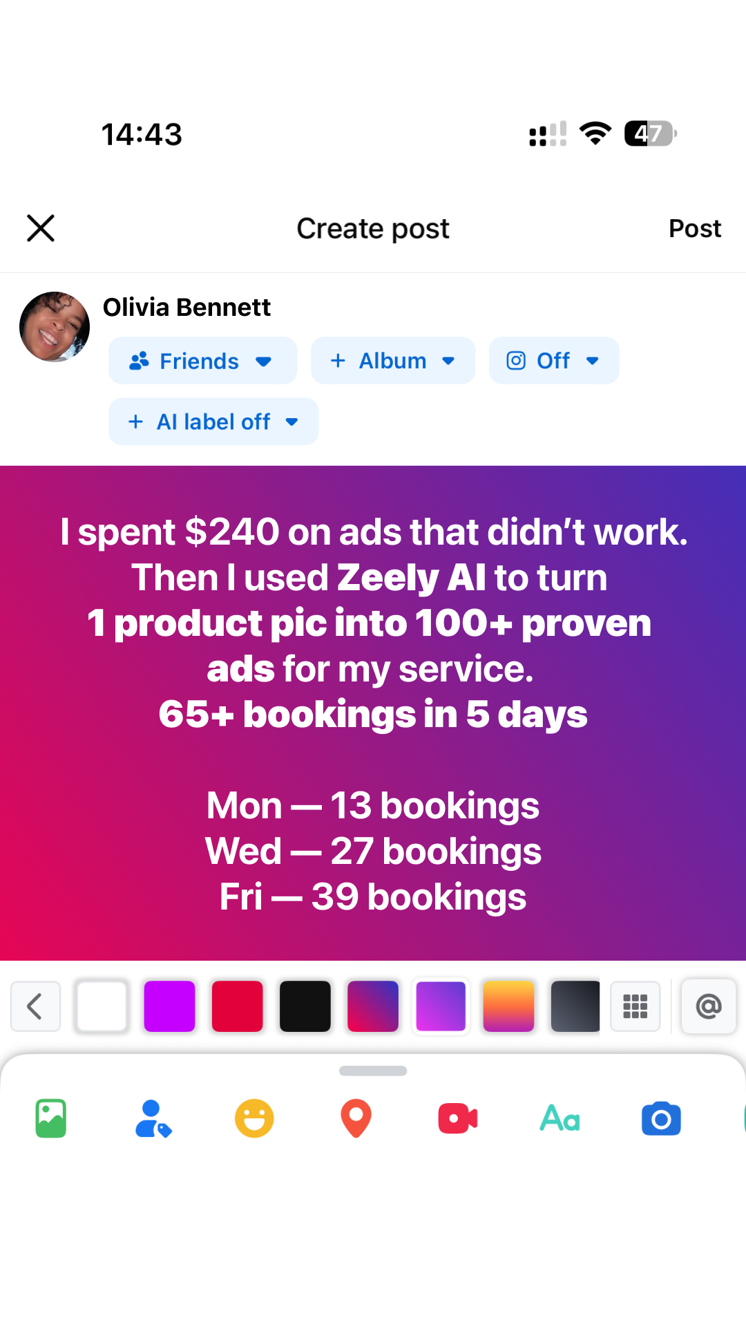 Zeely Facebook ad