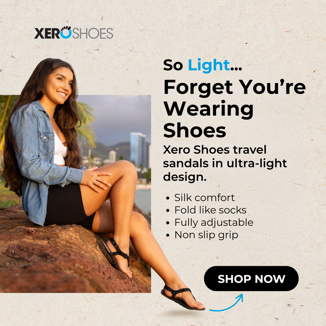 Xero Shoes Australia Facebook ad: From beach to bush in one sandal