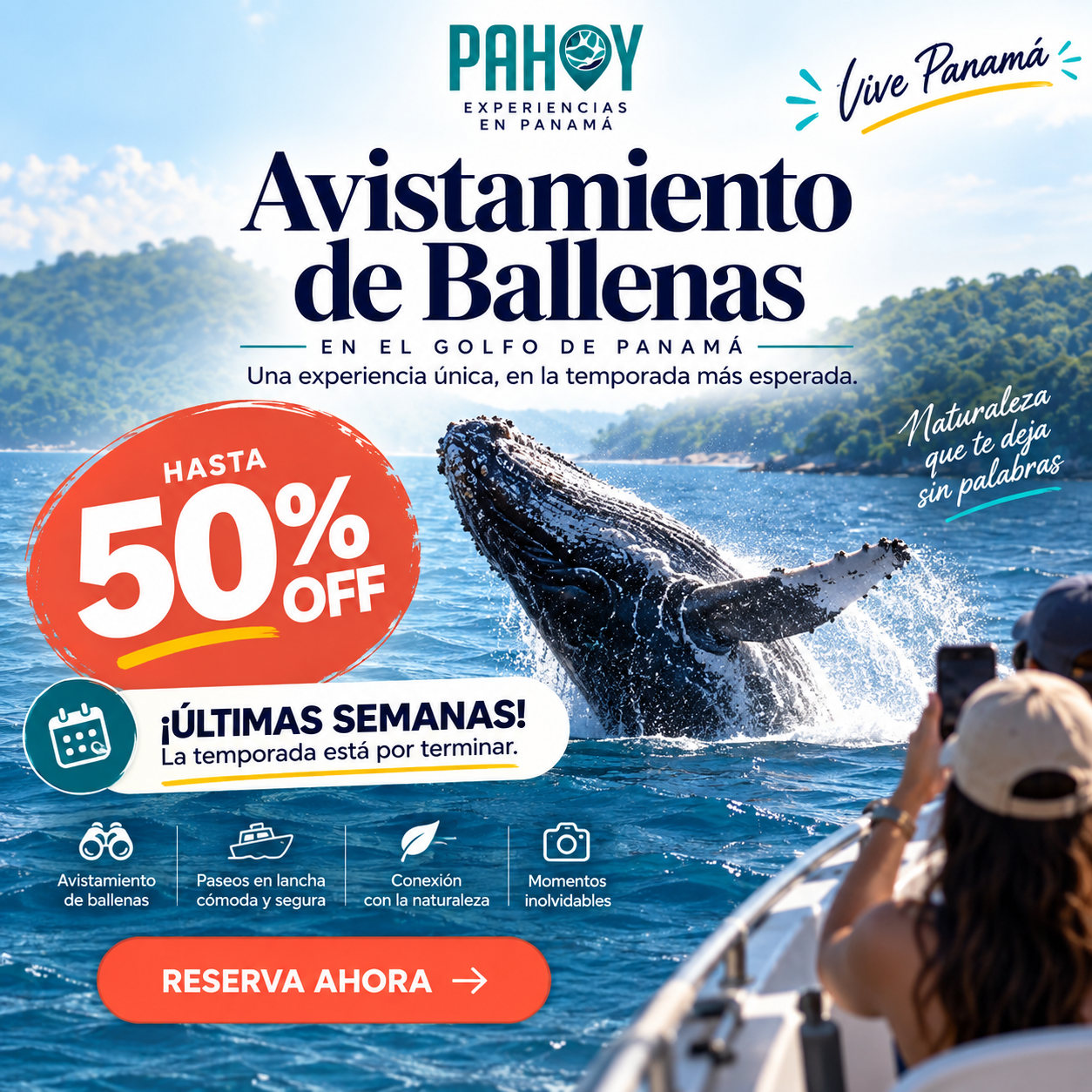 QuehayPahoy Panama Facebook ad: ¡Últimas semanas de la temporada de ballenas!