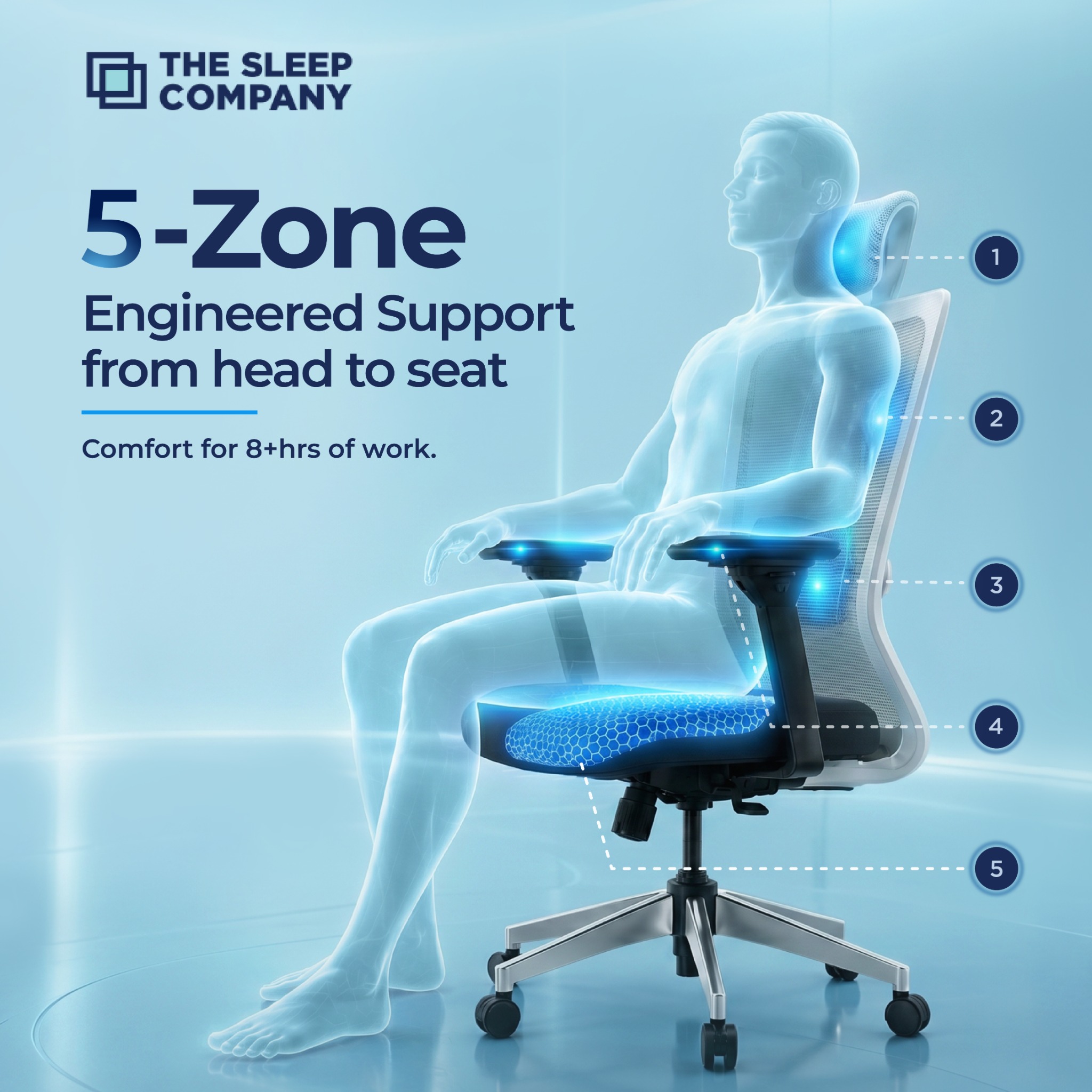 The Sleep Company Facebook ad: Sitting all day shouldn't mean slouching all day.