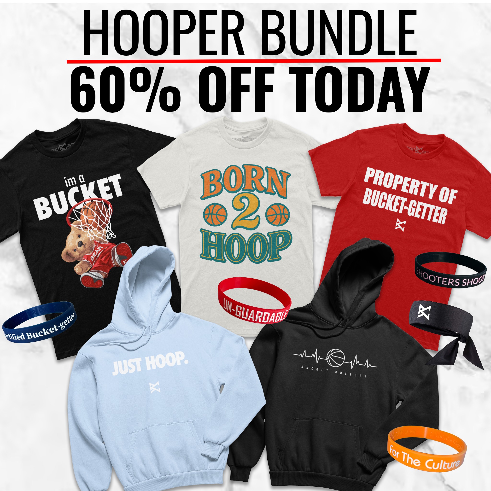 Bucket Culture Facebook ad: 60% OFF HOOPER BUNDLE TODAY!