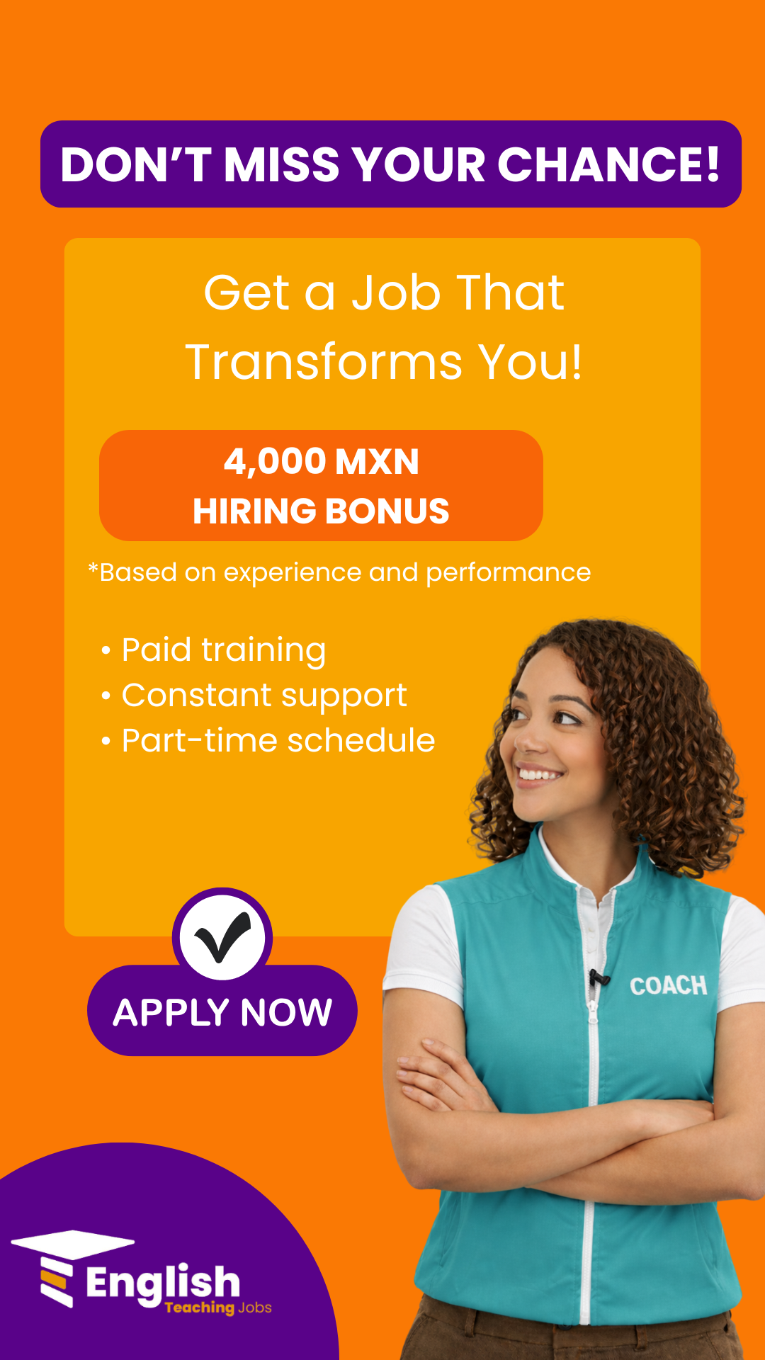 English Teaching Jobs Facebook ad