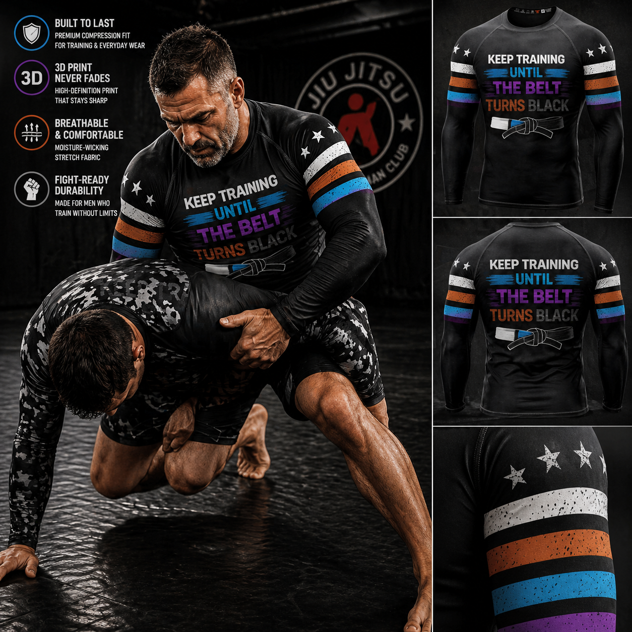 Titan ADN Facebook ad: Premium Keep Training Never Ends Rash Guard For Men Print…