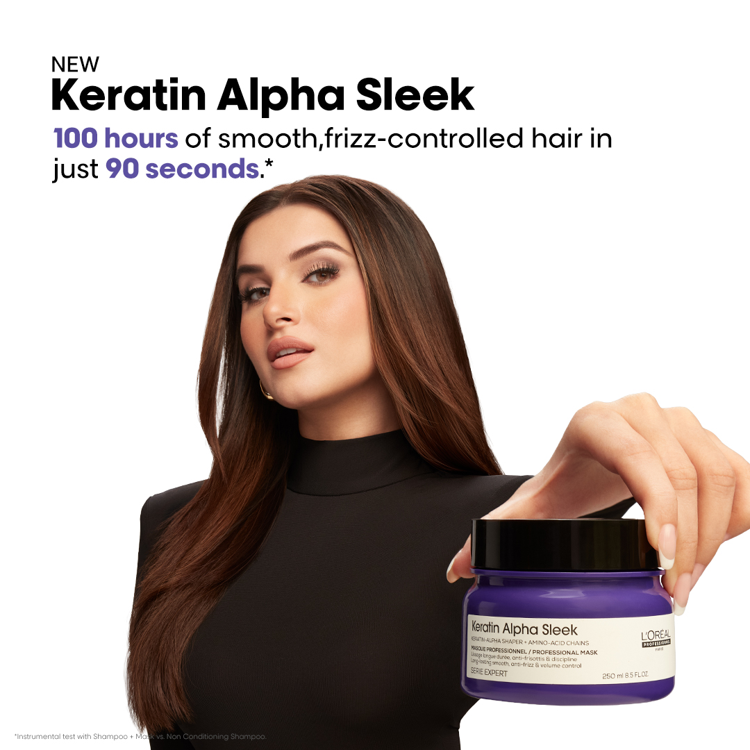 L'Oréal Professionnel India Facebook ad: New Keratin Alpha sleek