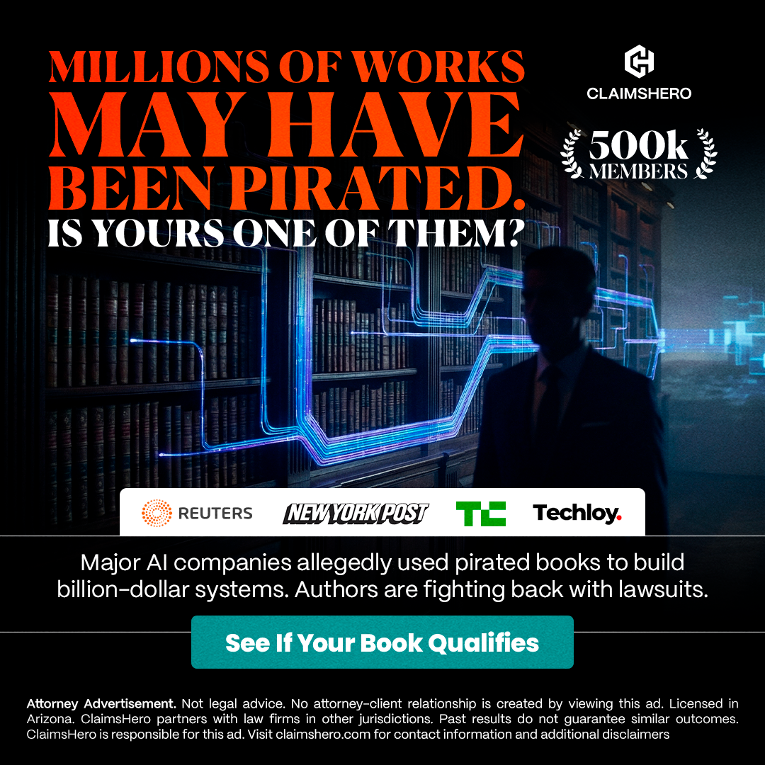 Pact Insurance Facebook ad: Authors; was your book pirated by an AI company?