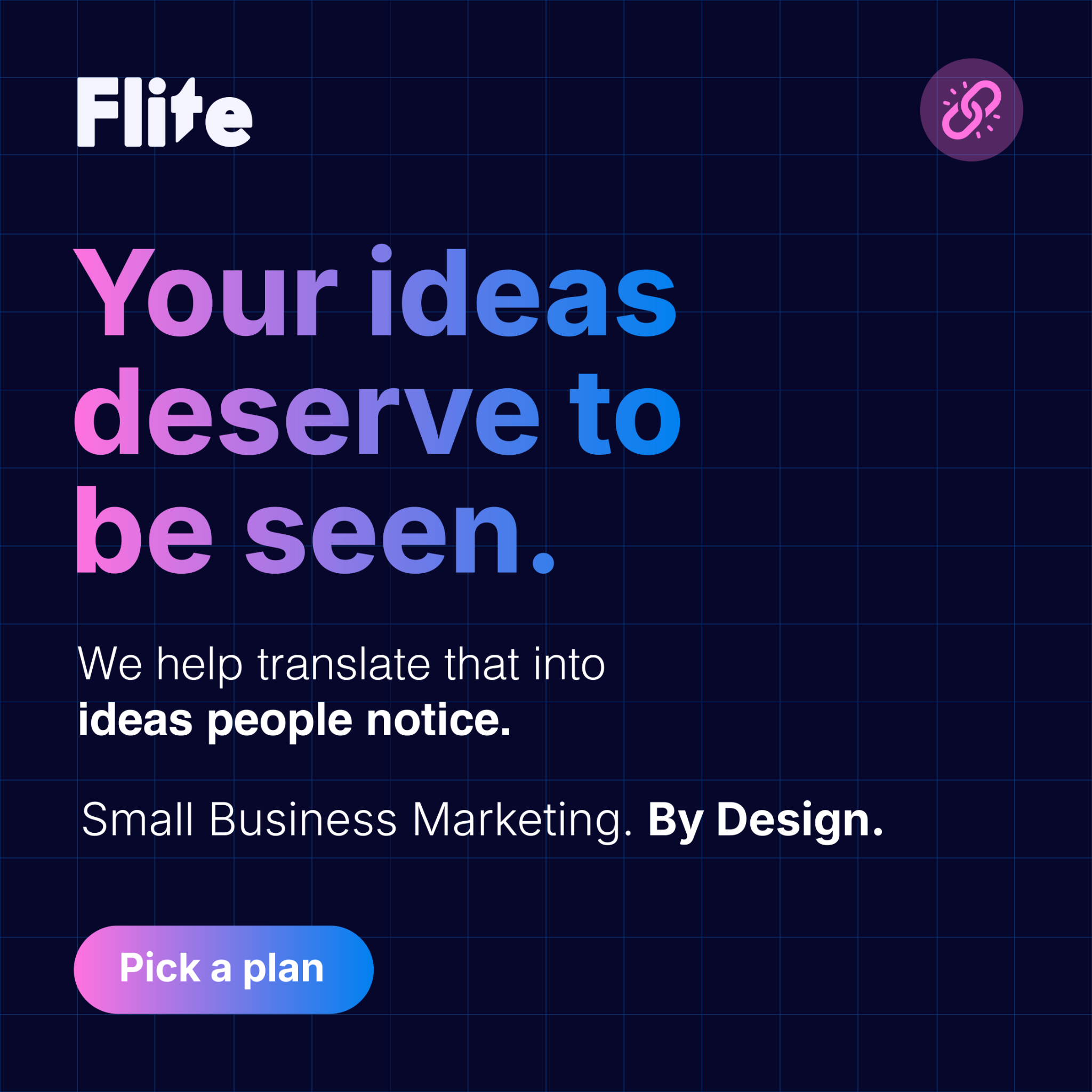 Flite Agency Facebook ad: Big agency skill. Small business price.