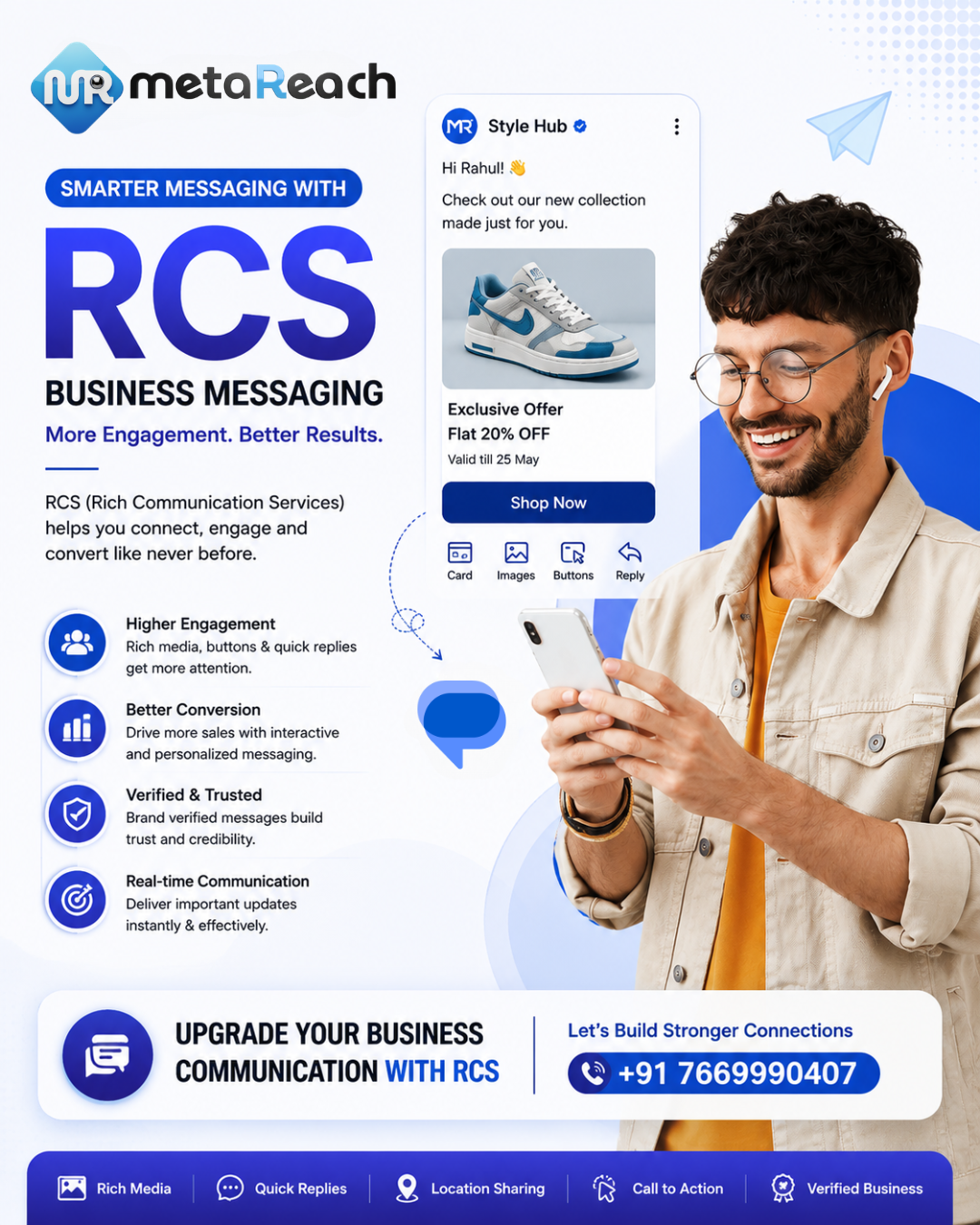 Meta Reach Marketing Facebook ad: RCS Messaging for Business