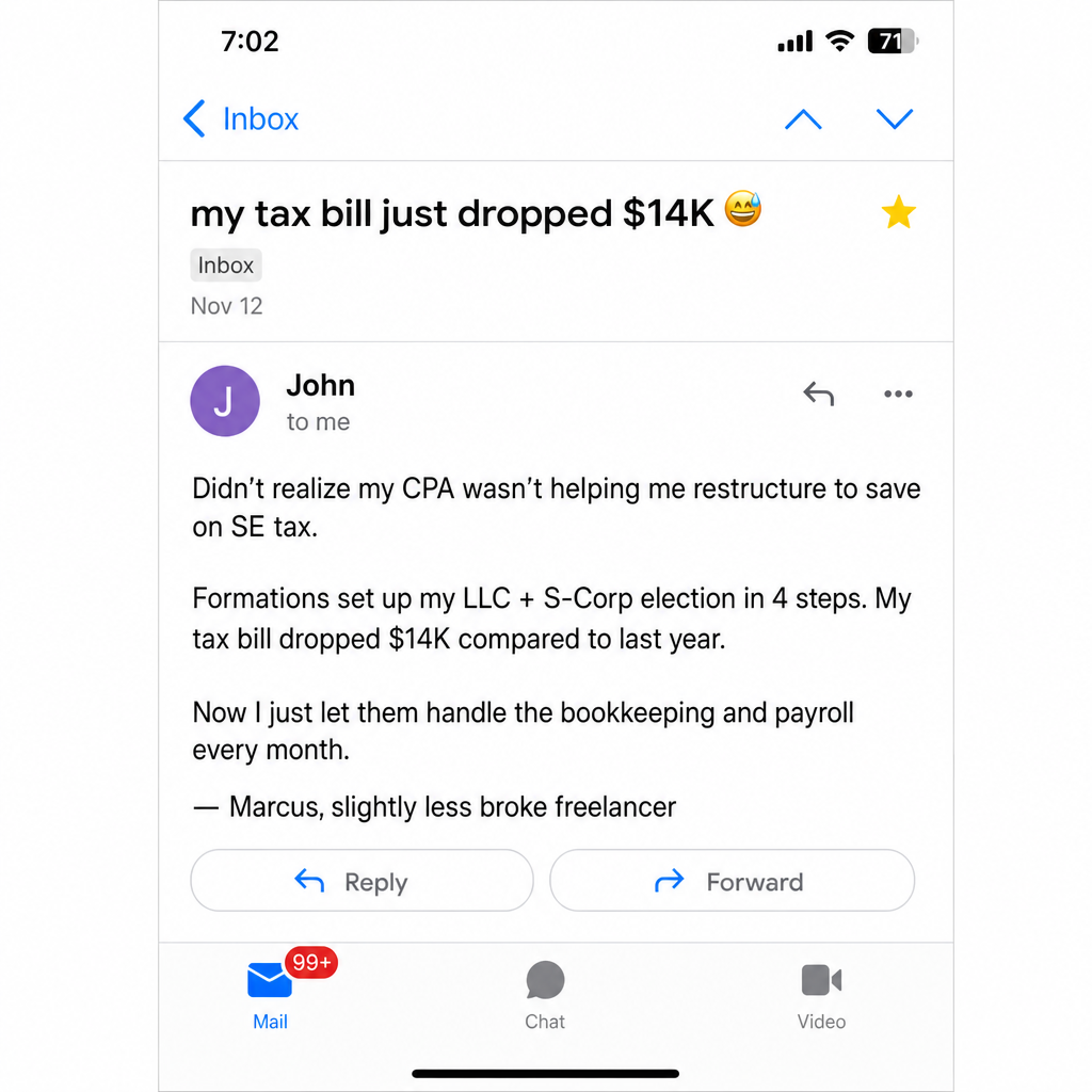 Formations.LLC Facebook ad: THE $15,300 TAX LOOPHOLE YOUR CPA FORGOT TO MENTION.