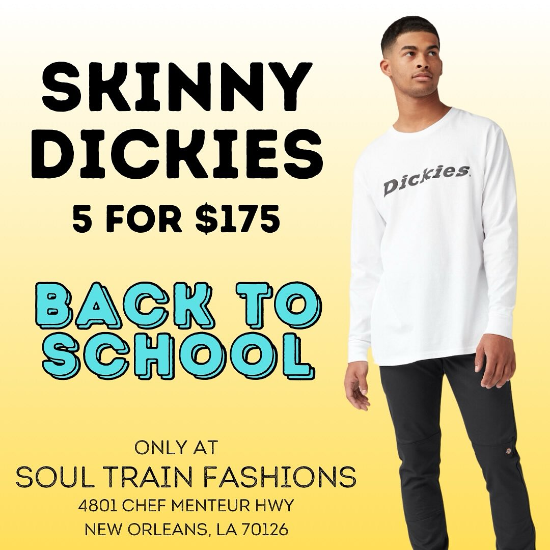 Soul Train Fashions Facebook ad: Skinny Dickies 5 for $175