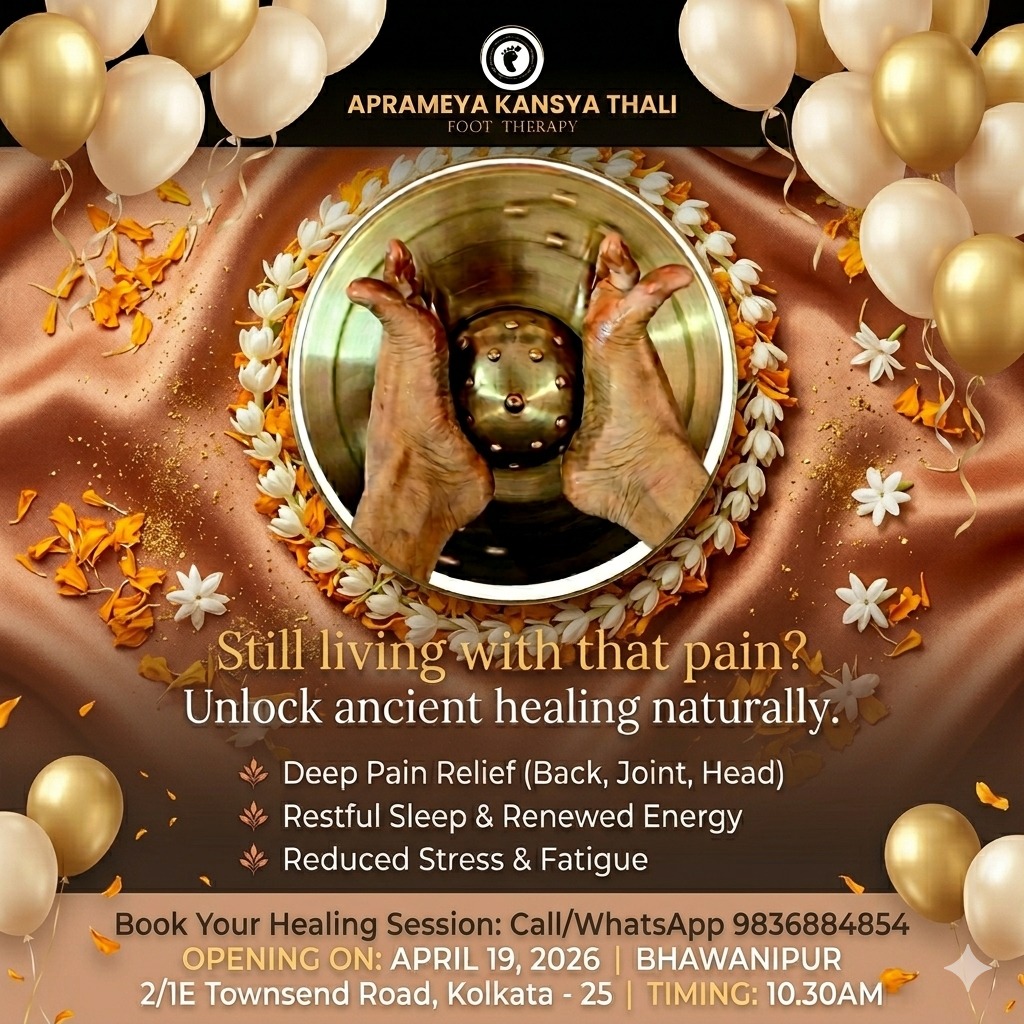 Aprameya Kansya Thali Foot Therapy Facebook ad: Ancient Healing is Arriving in Bhawanipur