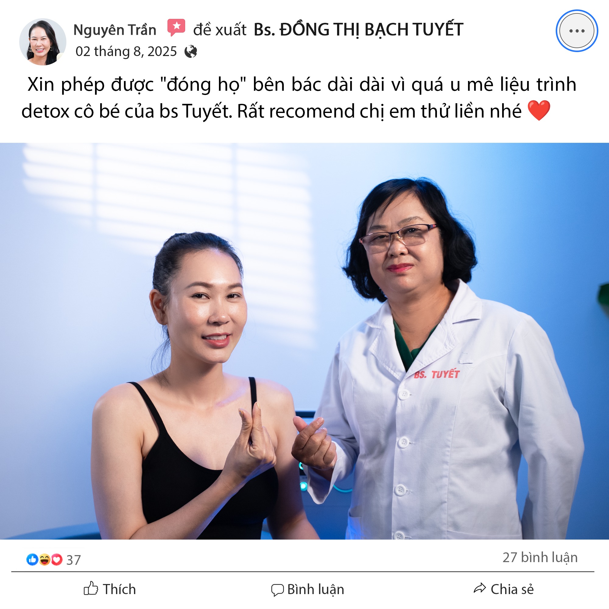Bs. ĐỒNG THỊ BẠCH TUYẾT Facebook ad: Thiệt tình là lâu lâu bác mới mạnh…