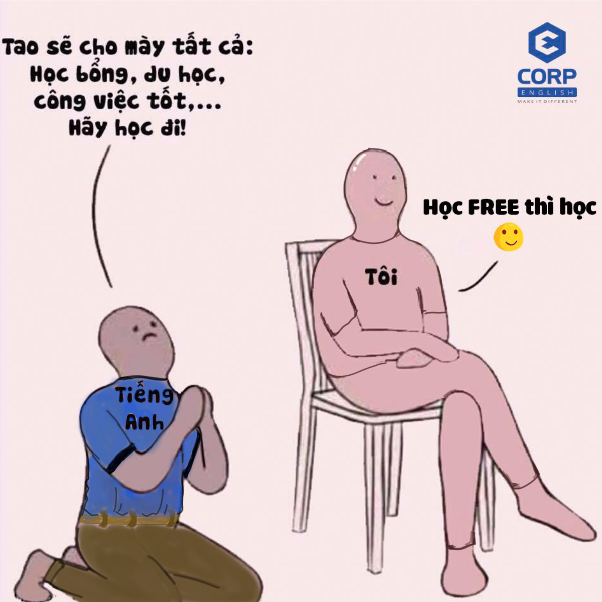Tập tành học tiếng Anh từ mất gốc Facebook ad: Săn vé học 0Đ