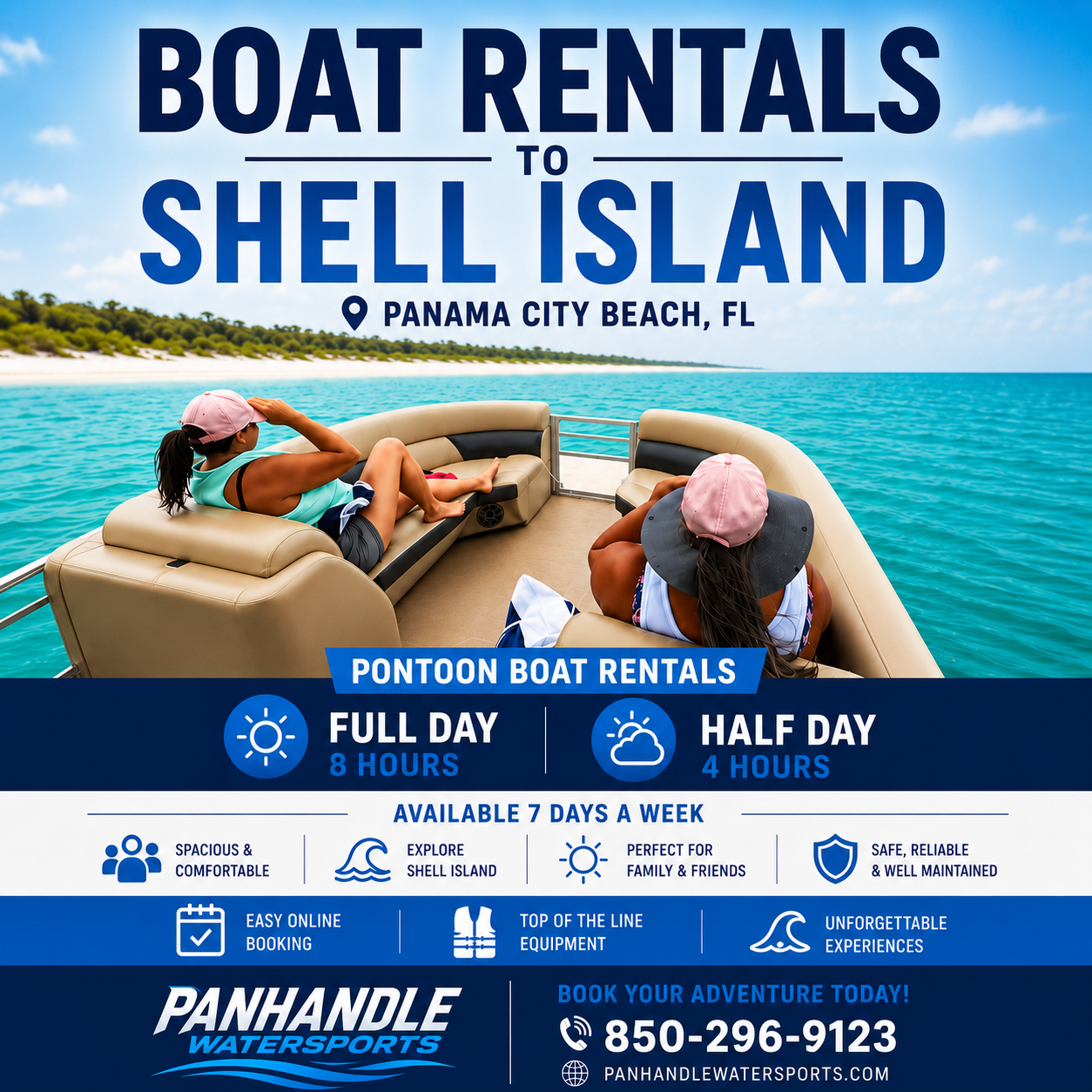 Panhandle Watersports Facebook ad: Rent A Pontoon Today