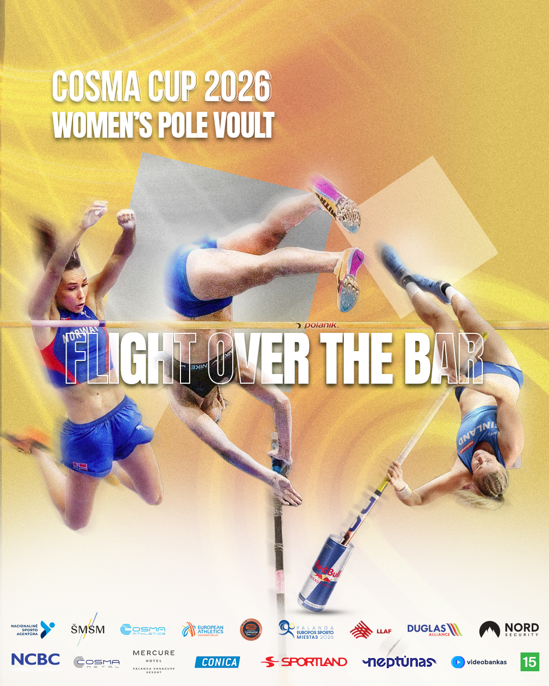 Sporto klubas Cosma Facebook ad: Aukštis, greitis ir drąsa pakilti virš ribos.