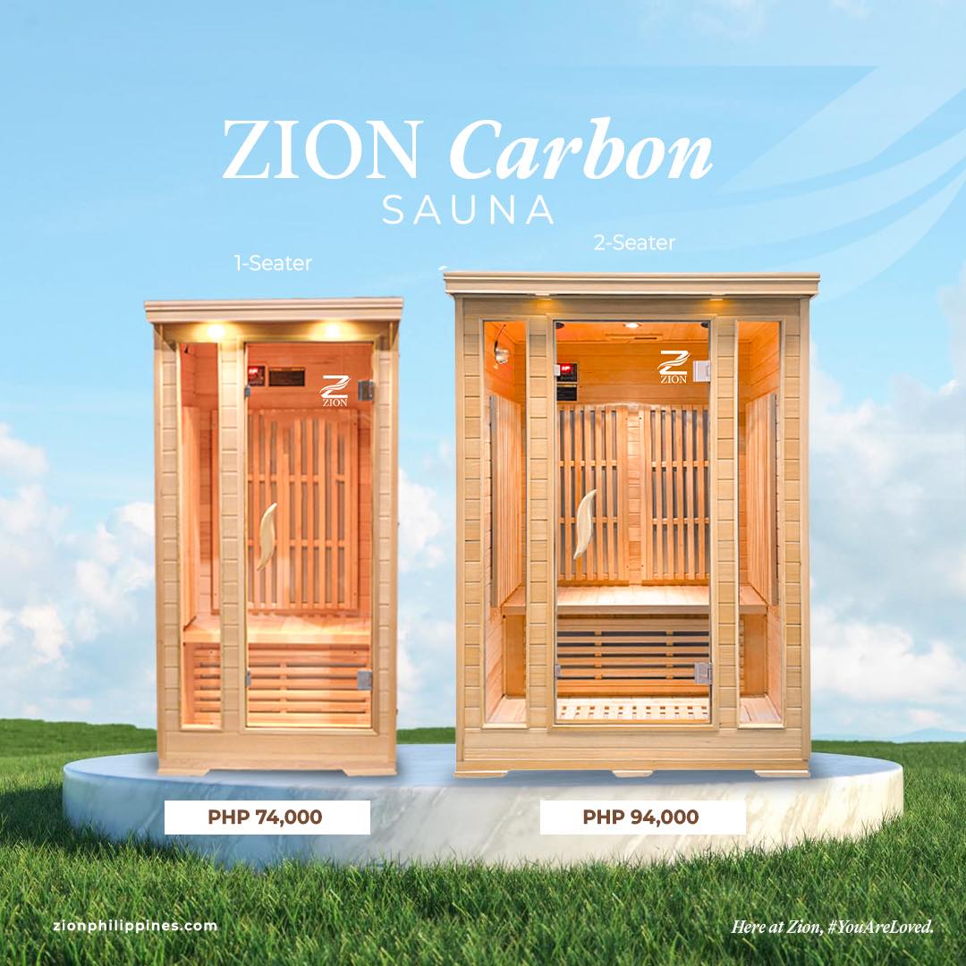 ZION Sauna Facebook ad: Experience the ZION Carbon Sauna, available in 1-seater…
