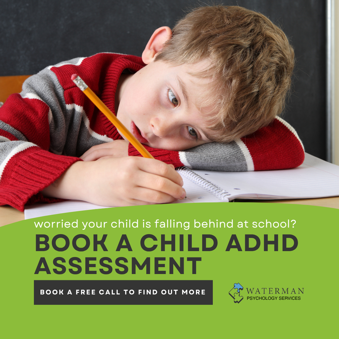 Waterman Psychology Services Facebook ad: Is your child falling behind at school?