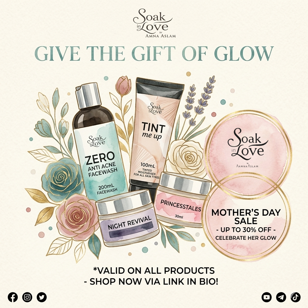 Soak In Love Facebook ad: Flat 30% OFF Happy Mother's Day