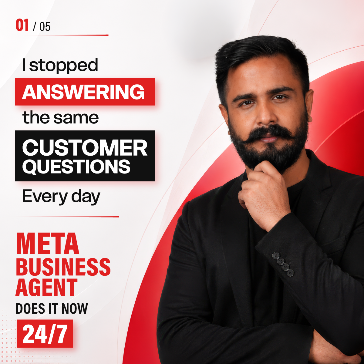 WhatsApp for Business Facebook ad: My team used to answer the same WhatsApp…