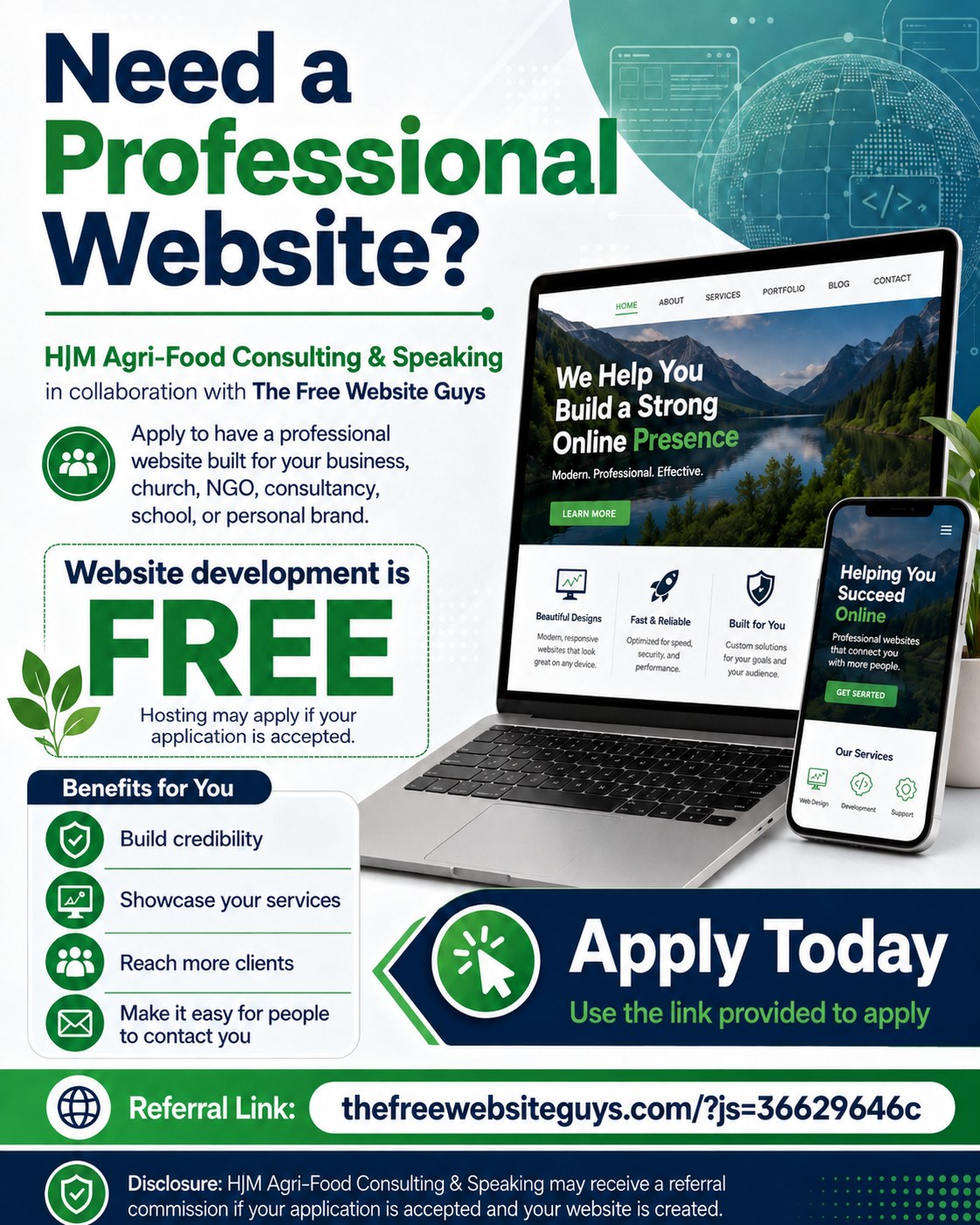 HM Agri-Food Consulting and Speaking Facebook ad: Do you need a professional website for your…