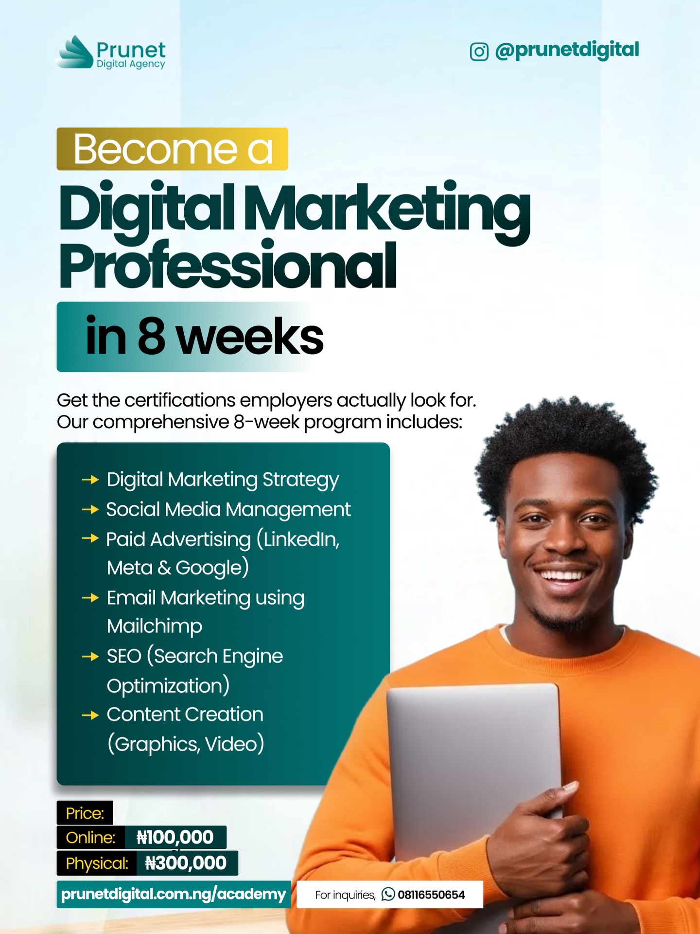 Prunet Digital Facebook ad: Want to build a career in digital marketing…