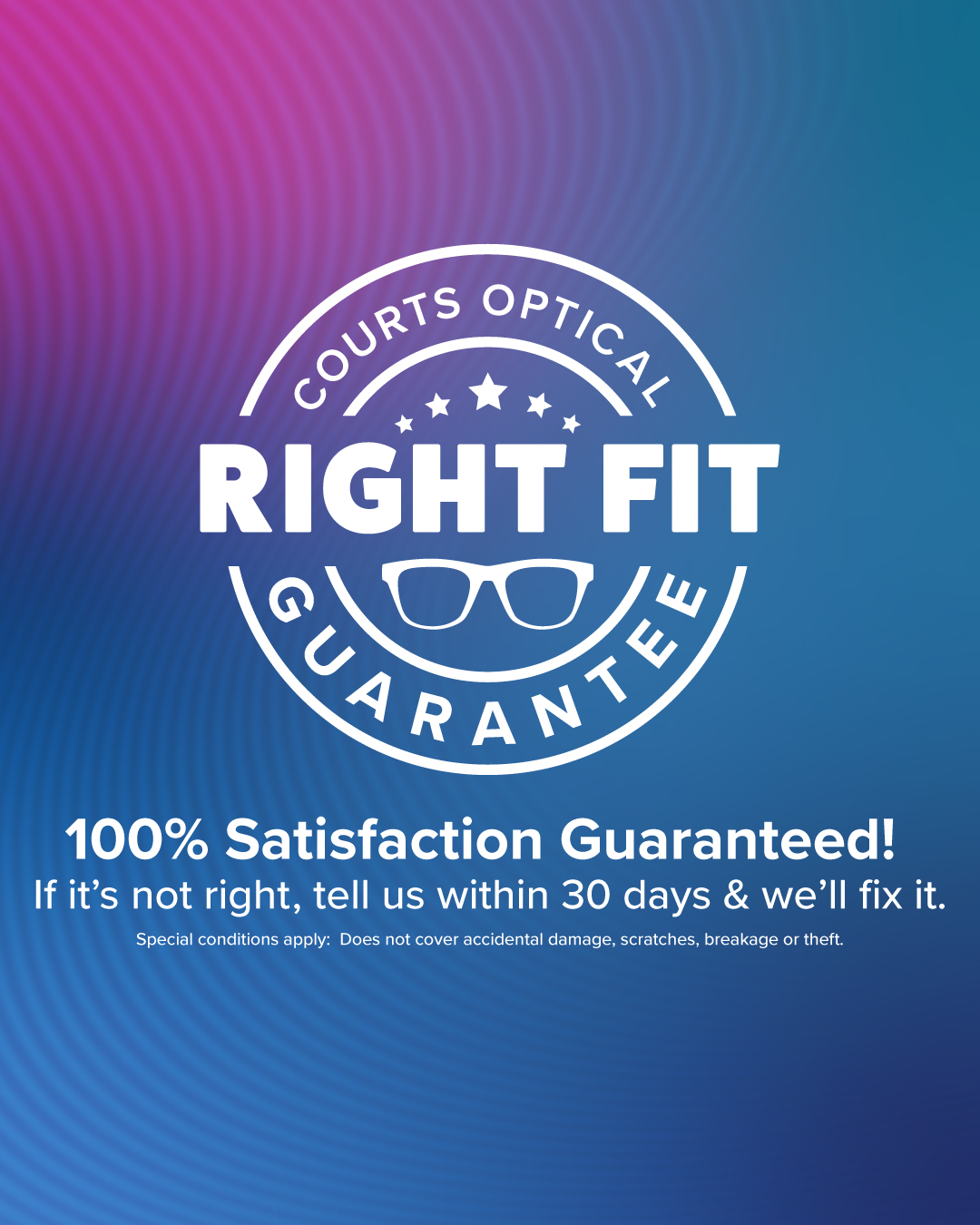 Courts Optical Belize Facebook ad: The Right Fit, Guaranteed