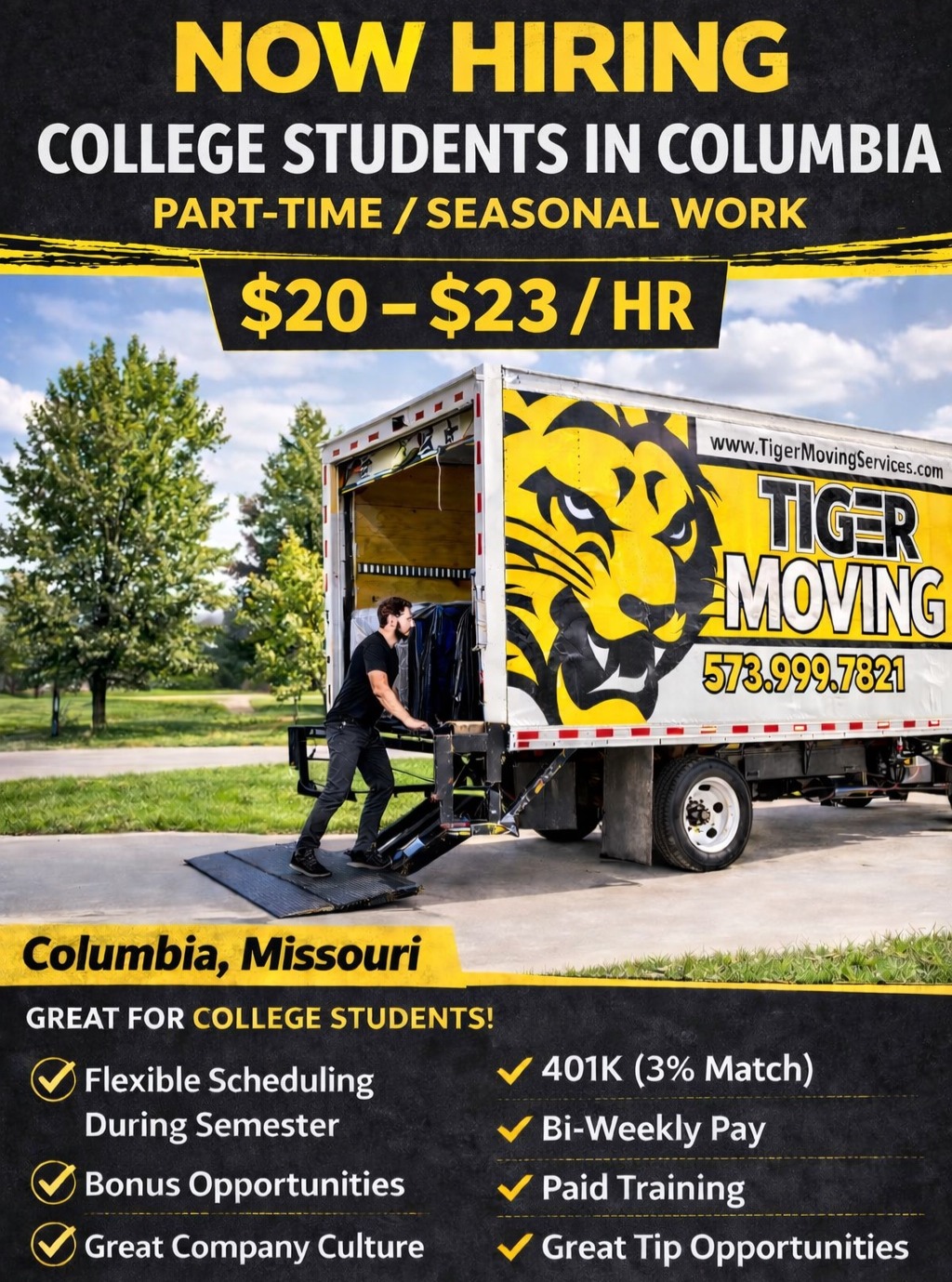 Tiger Moving Facebook ad: Join the team at Tiger Moving!