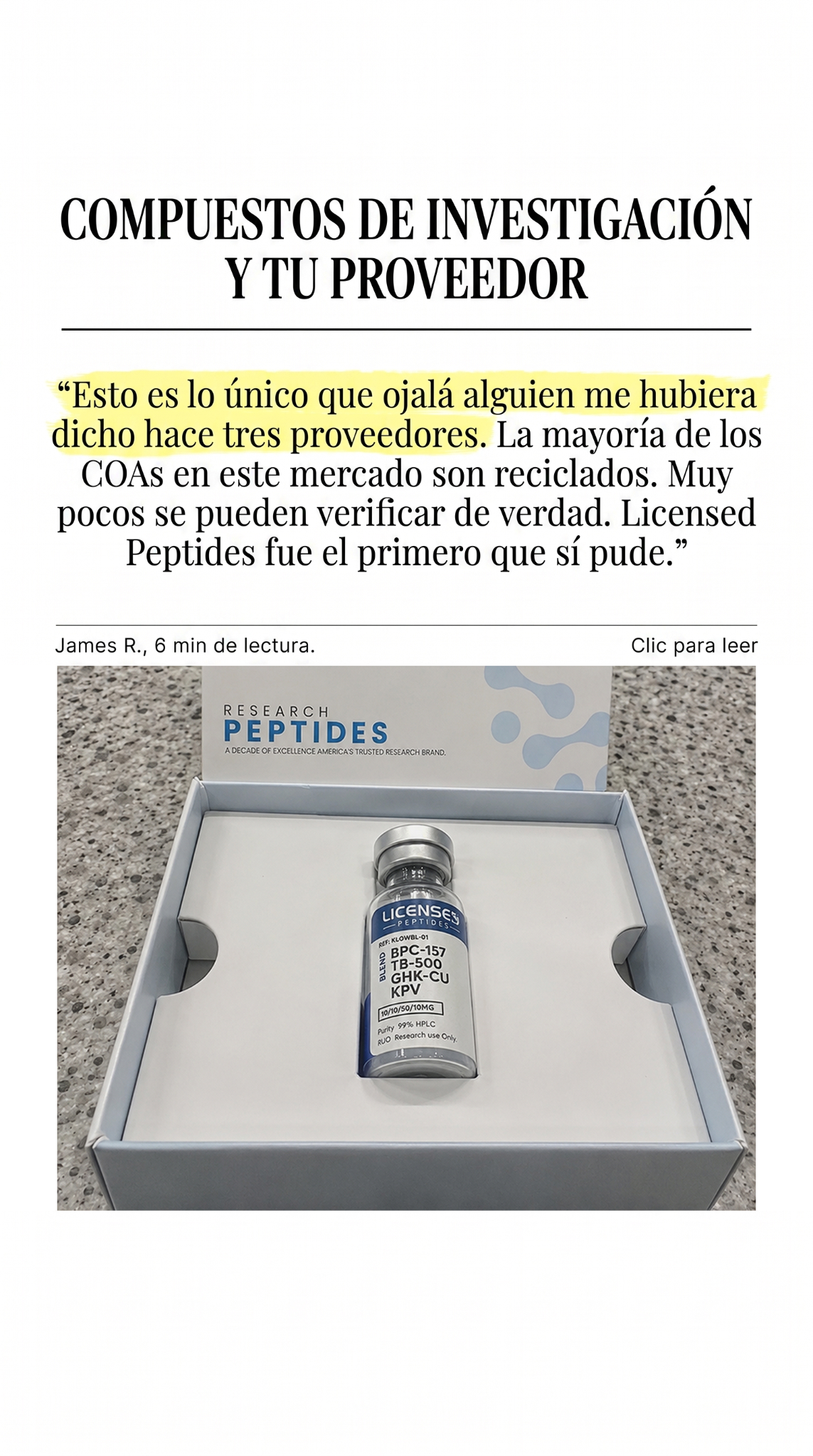 Licensedpeptides.com Facebook ad: OFERTA 2 POR 1, POR TIEMPO LIMITADO