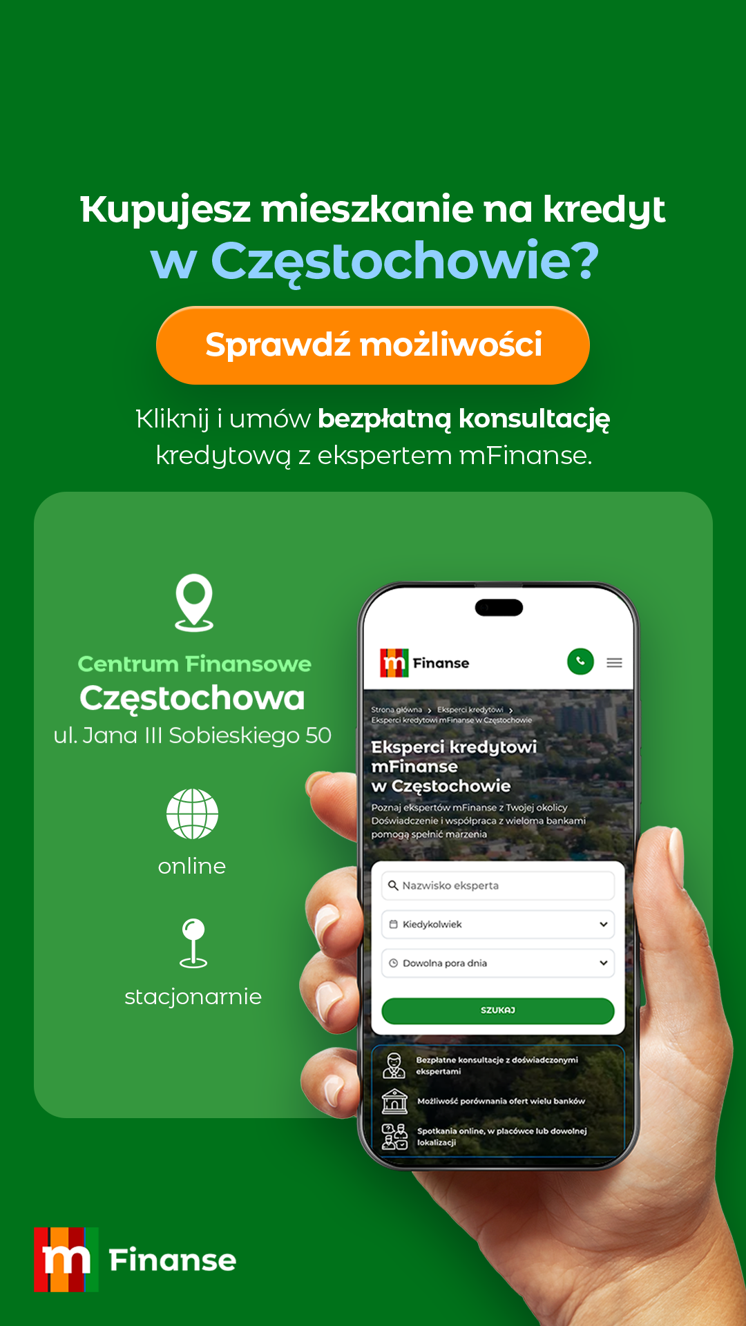 mFinanse Facebook ad: Znajdź eksperta kredytowego