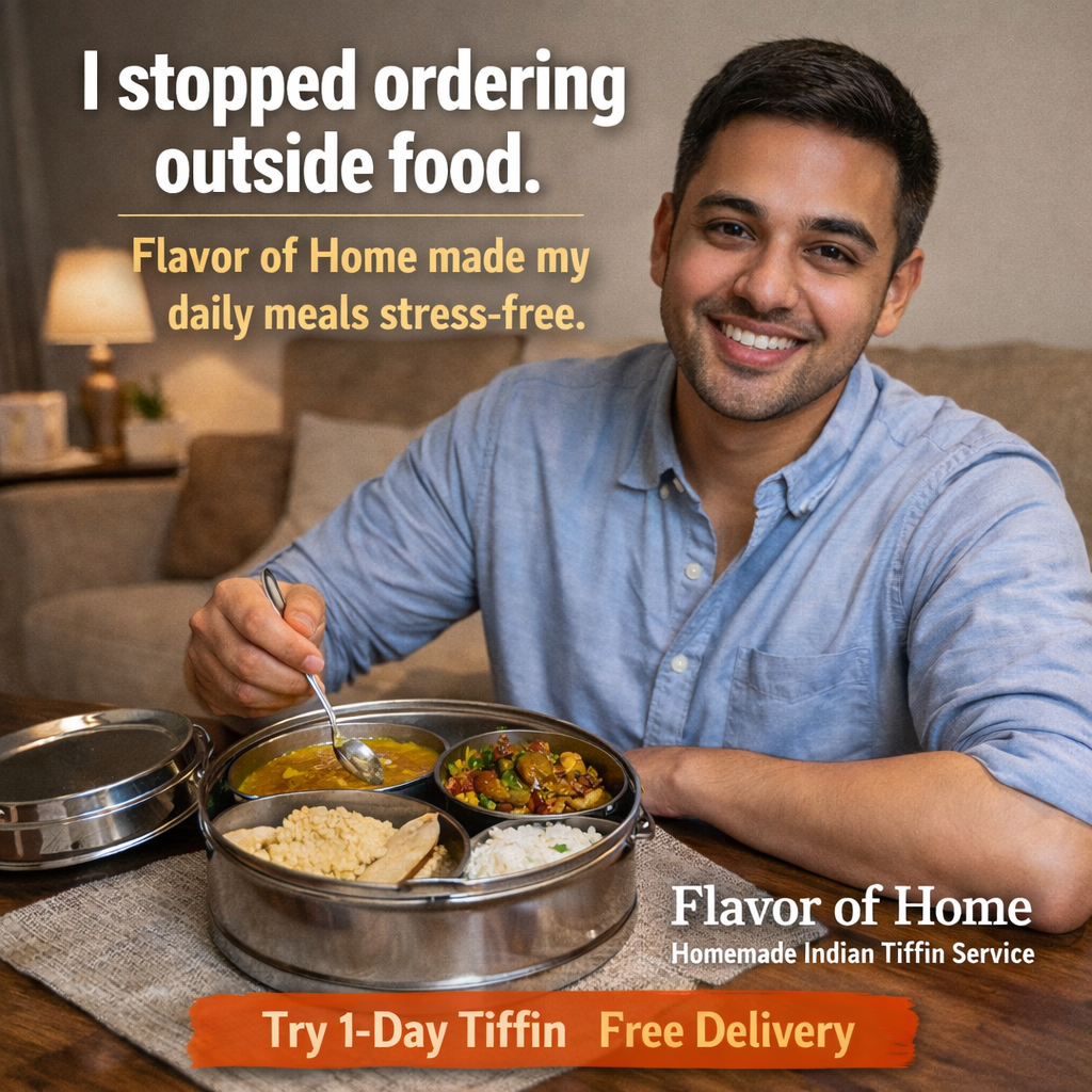 Flavor of Home Facebook ad: Homemade Indian Tiffin