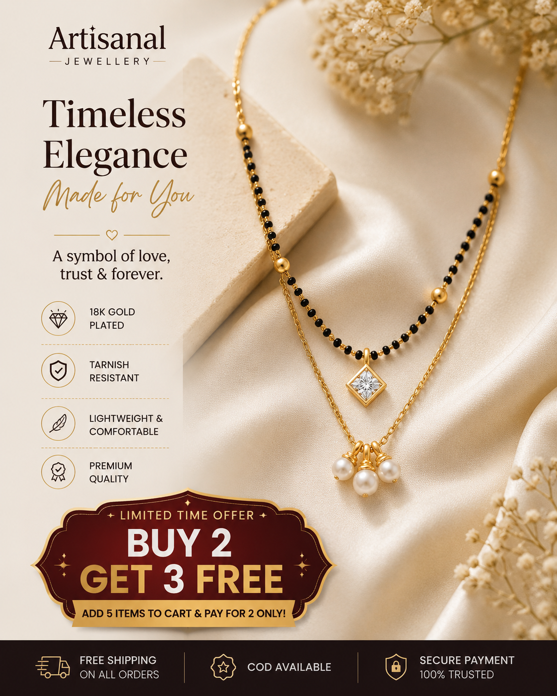 Artisanal Jewellery Facebook ad: Luxury Jewellery at Half the Price