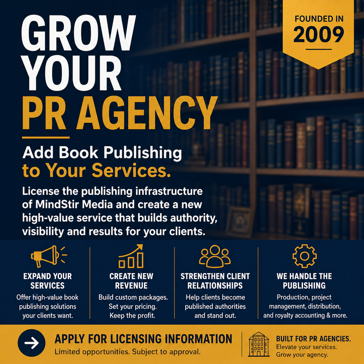 Mindstir Media Facebook ad: Grow Your PR Agency With Book Publishing