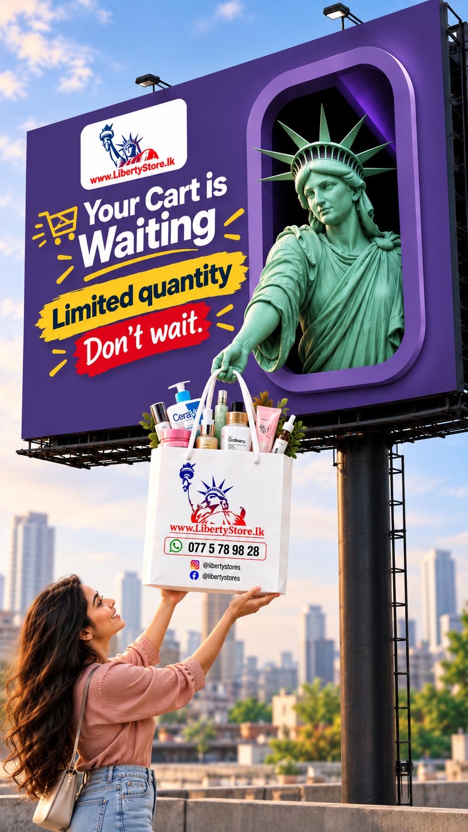 Liberty Store lk Facebook ad: Last chance for your cart items