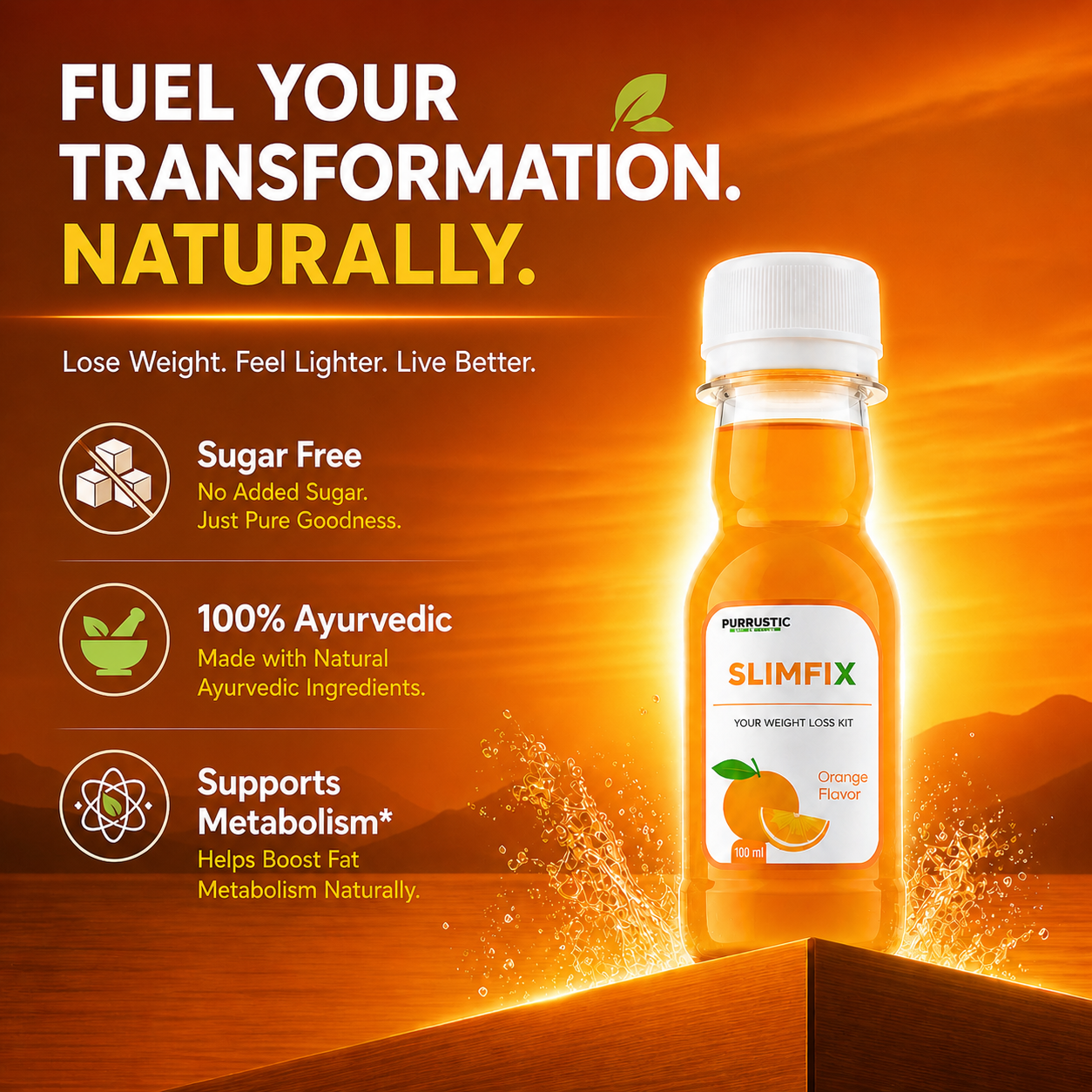 Purrustic Facebook ad: Slimfix - Burn Fat. Feel Light