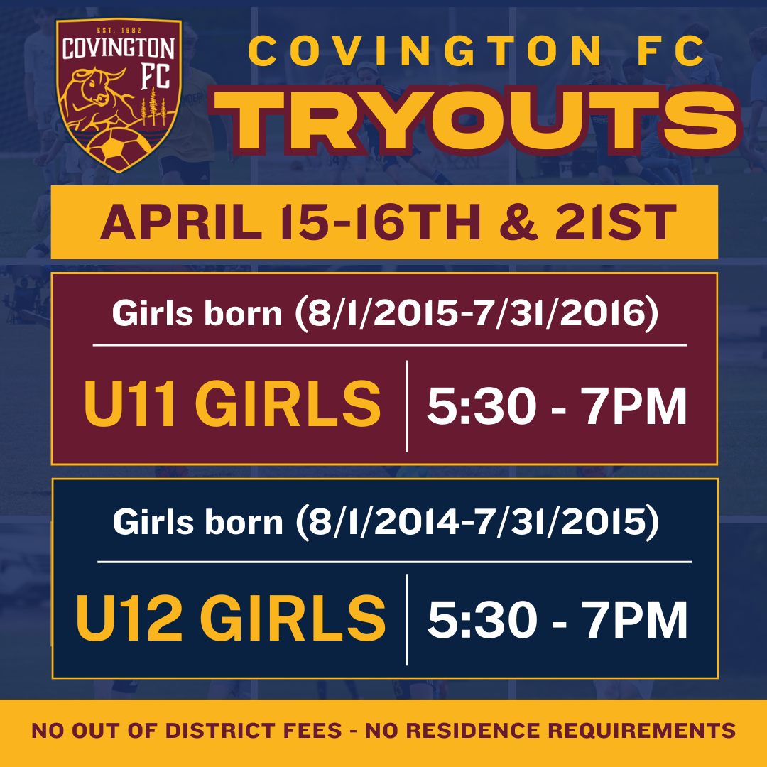 Covington Youth Soccer Association Facebook ad: Player Tryouts