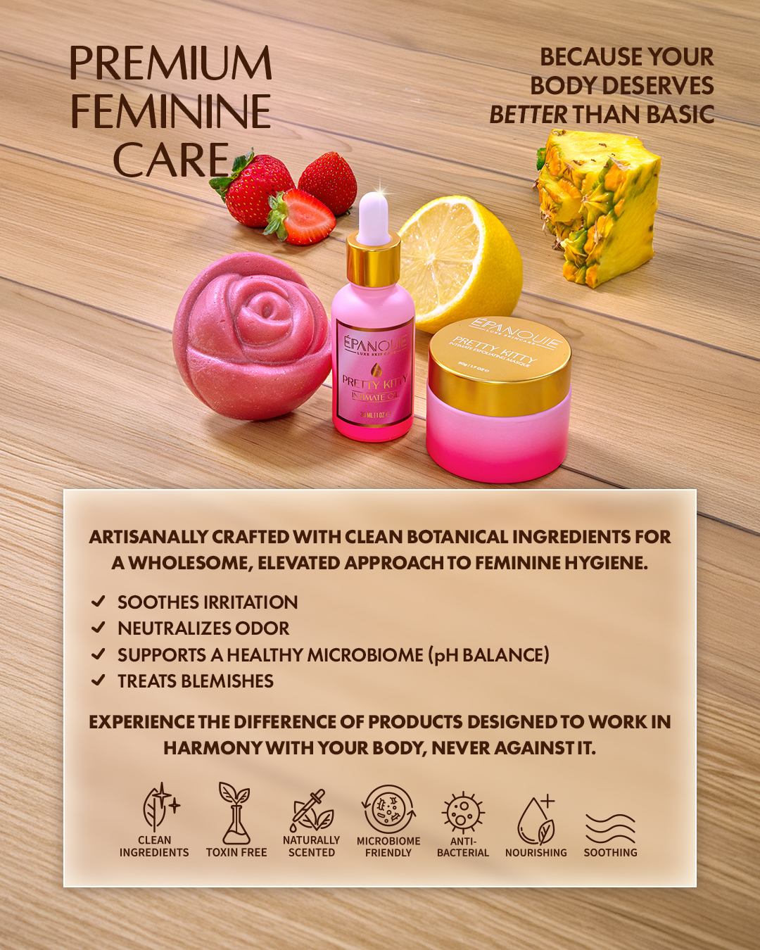 Épanouie Skincare Facebook ad: 24/7 Freshness. No more odor.