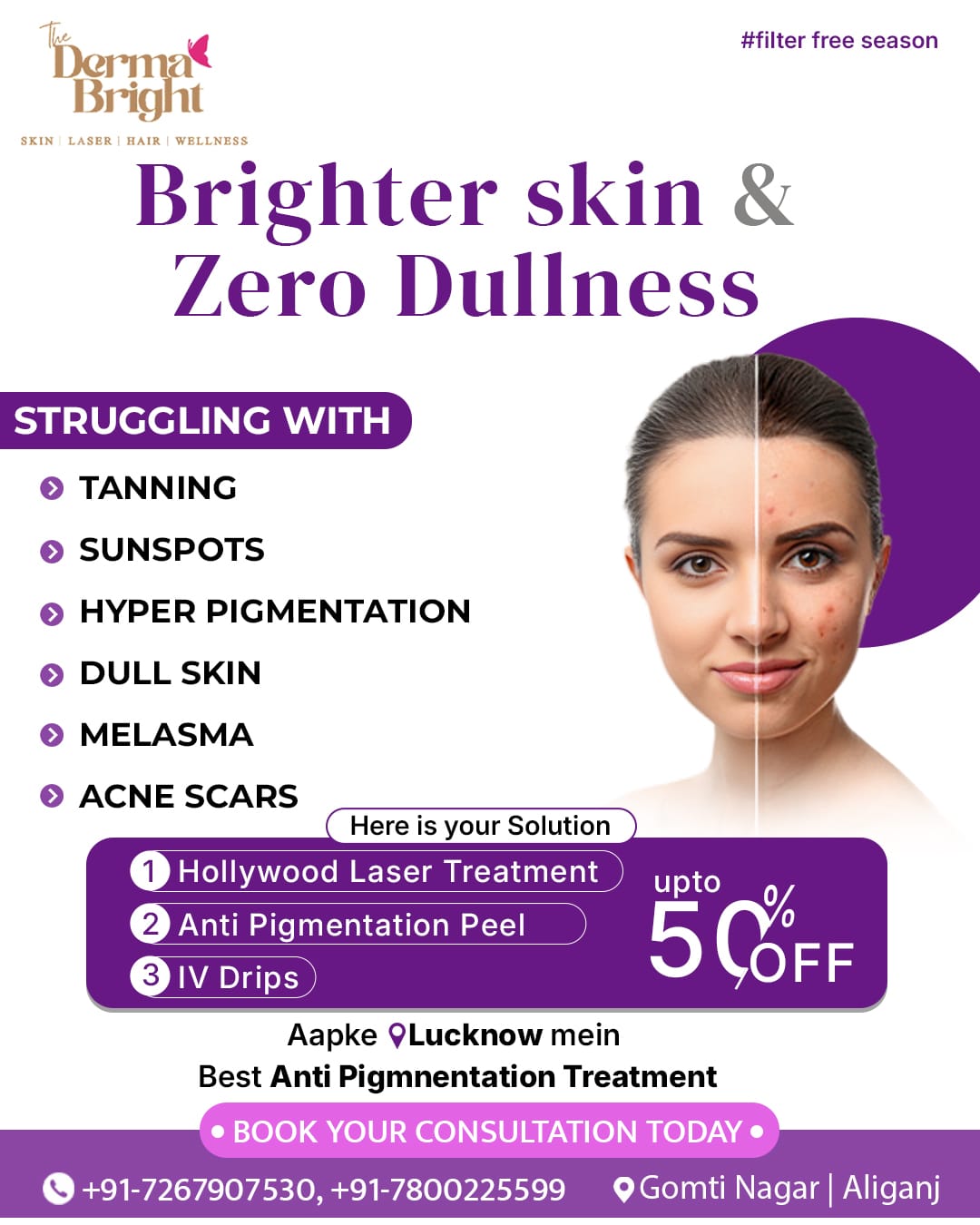 The Derma Bright Lucknow Facebook ad