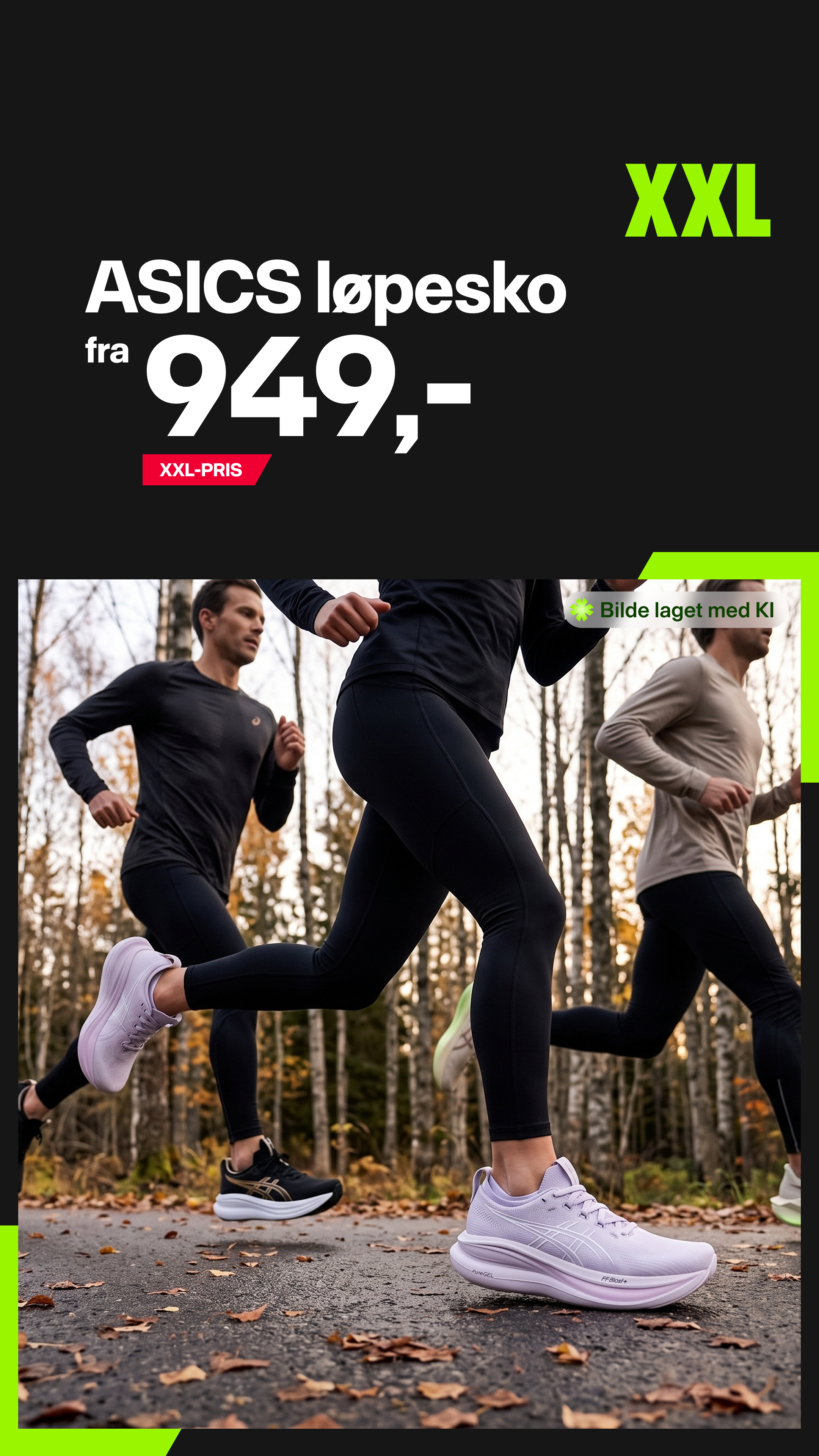 XXL Sport & Villmark Facebook ad: ASICS-løpesko, for alle løpere