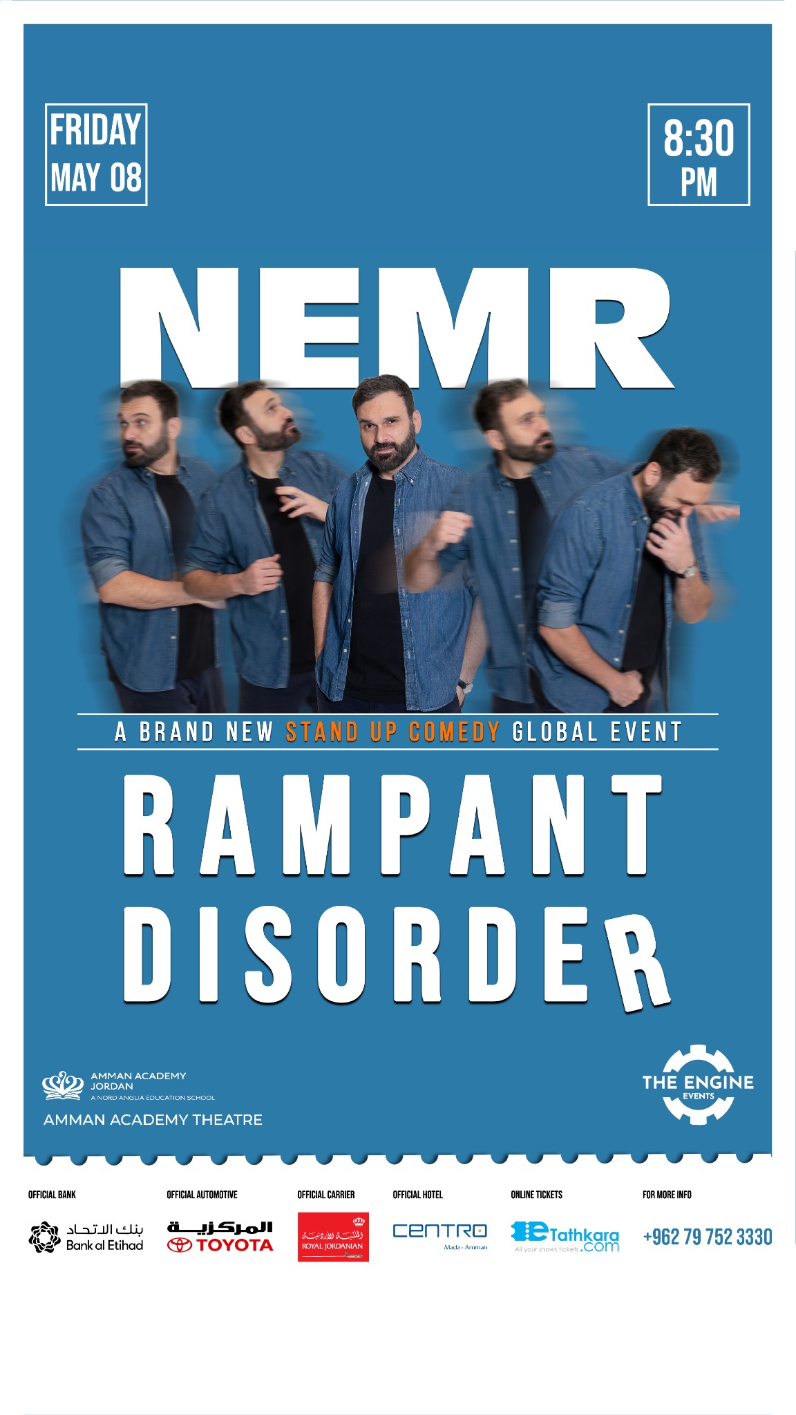 The Engine Events Facebook ad: NEMR RAMPANT DISORDER, live in Amman.