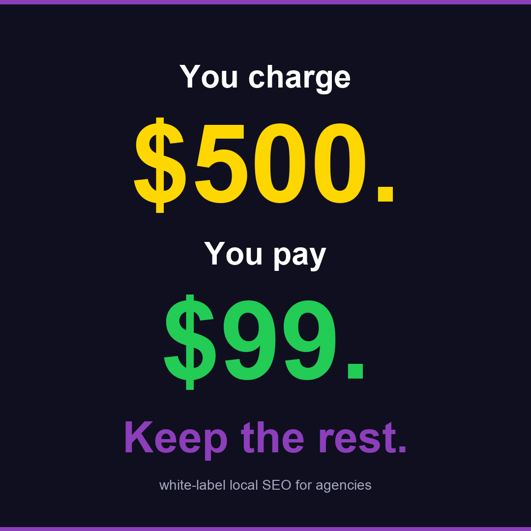 Local SEO Bot Facebook ad: White-label local SEO, your brand, our engine