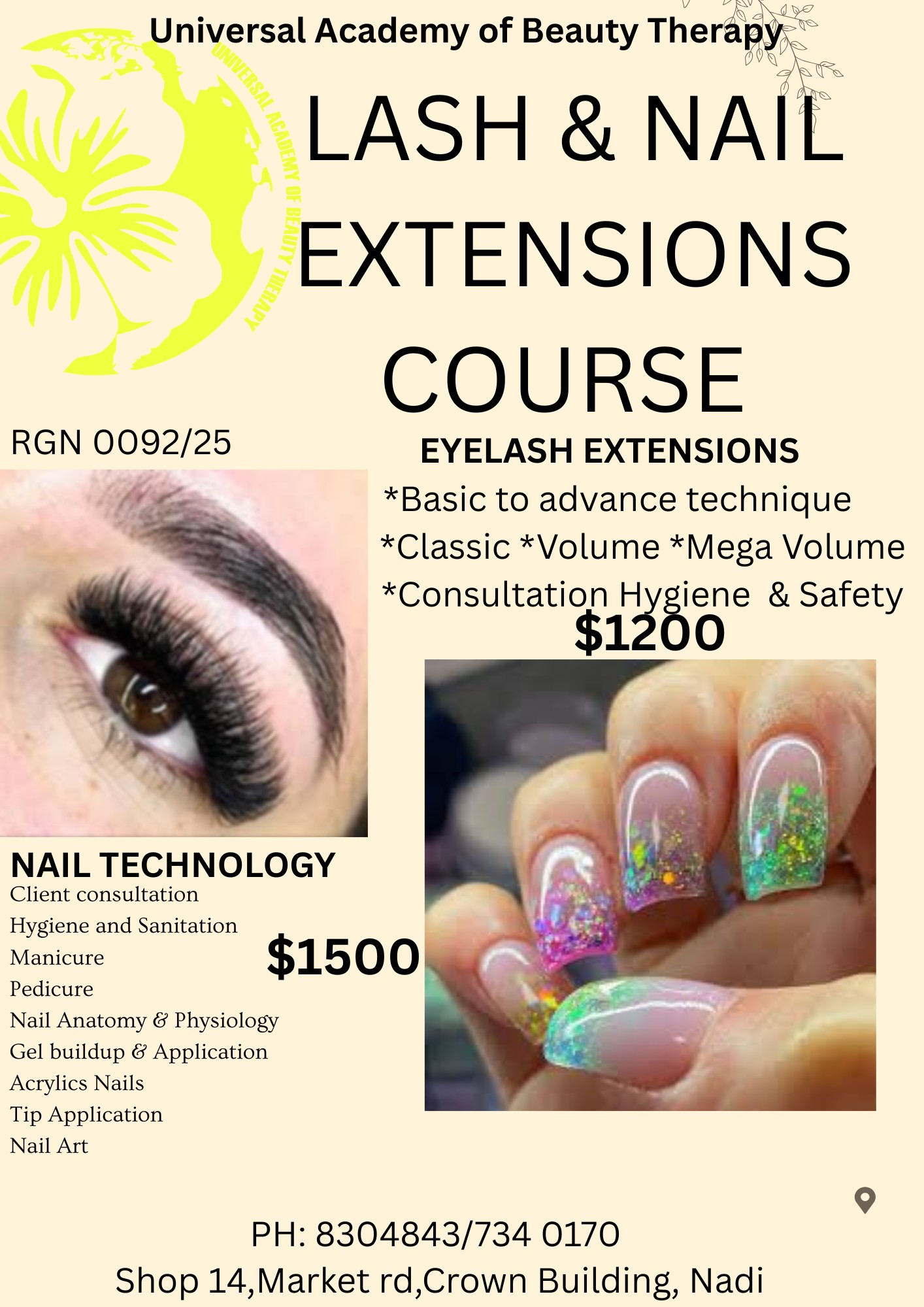 Universal Academy of Beauty Therapy Facebook ad: Enrollment Now Open For EYELASH EXTENSIONS AND NAIL…