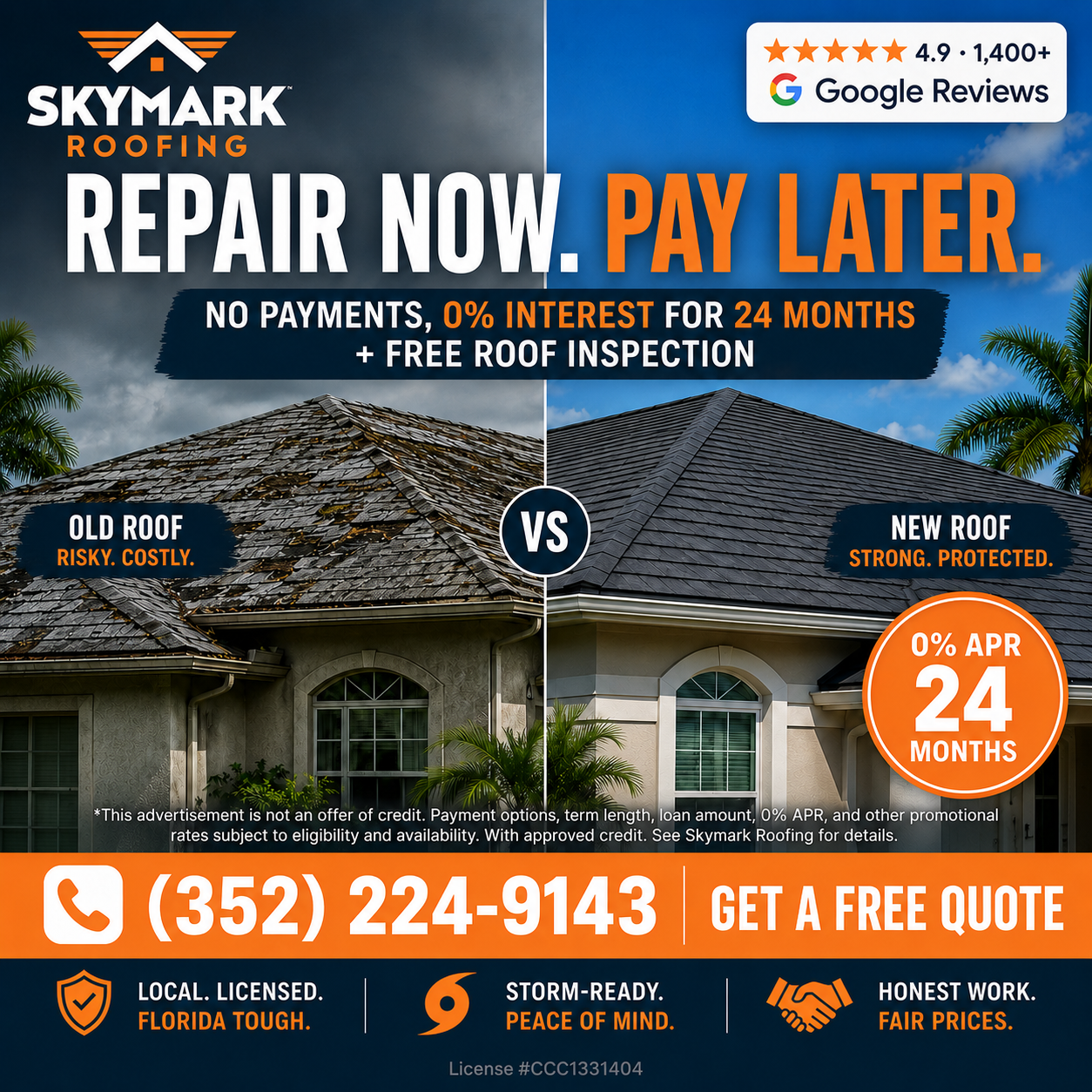 Skymark Roofing Facebook ad