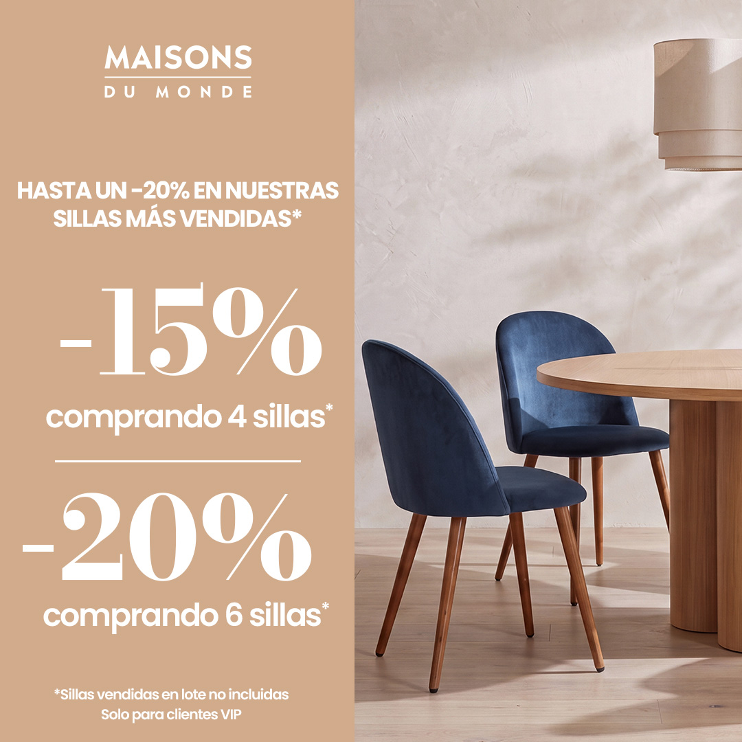 Maisons du Monde Facebook ad: Hasta un -20% en nuestras sillas más vendidas*