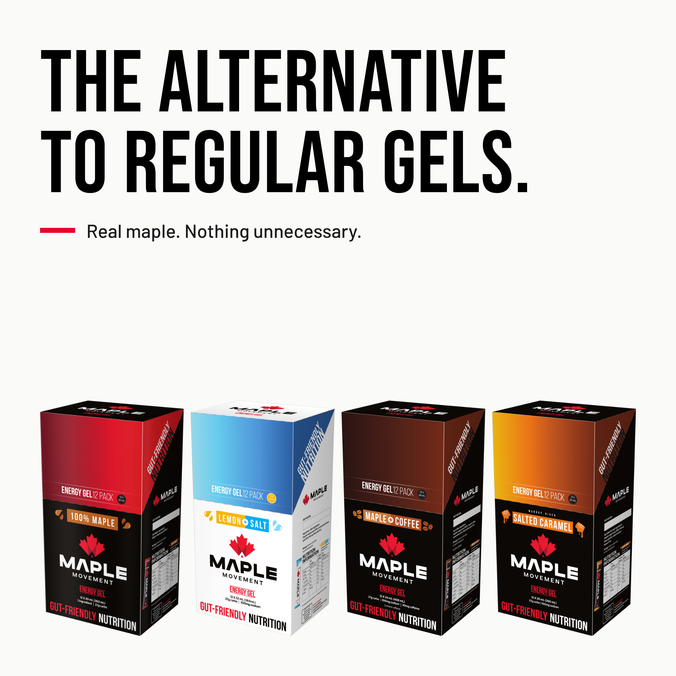 Maple Movement Facebook ad: Gut-Friendly Energy Gel